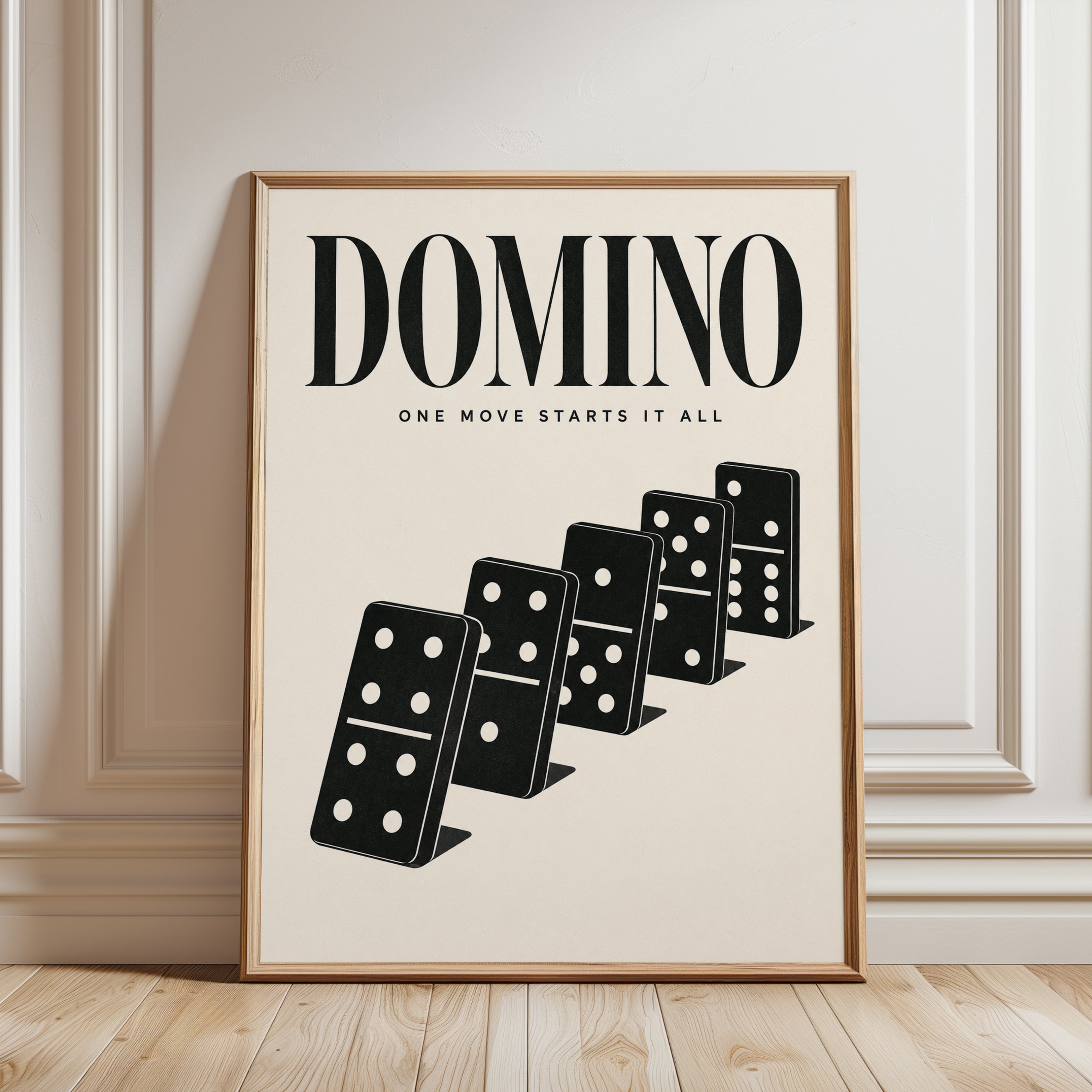 Domino Chain Poster: Vintage Mid-Century Black and Cream Art - framed detail