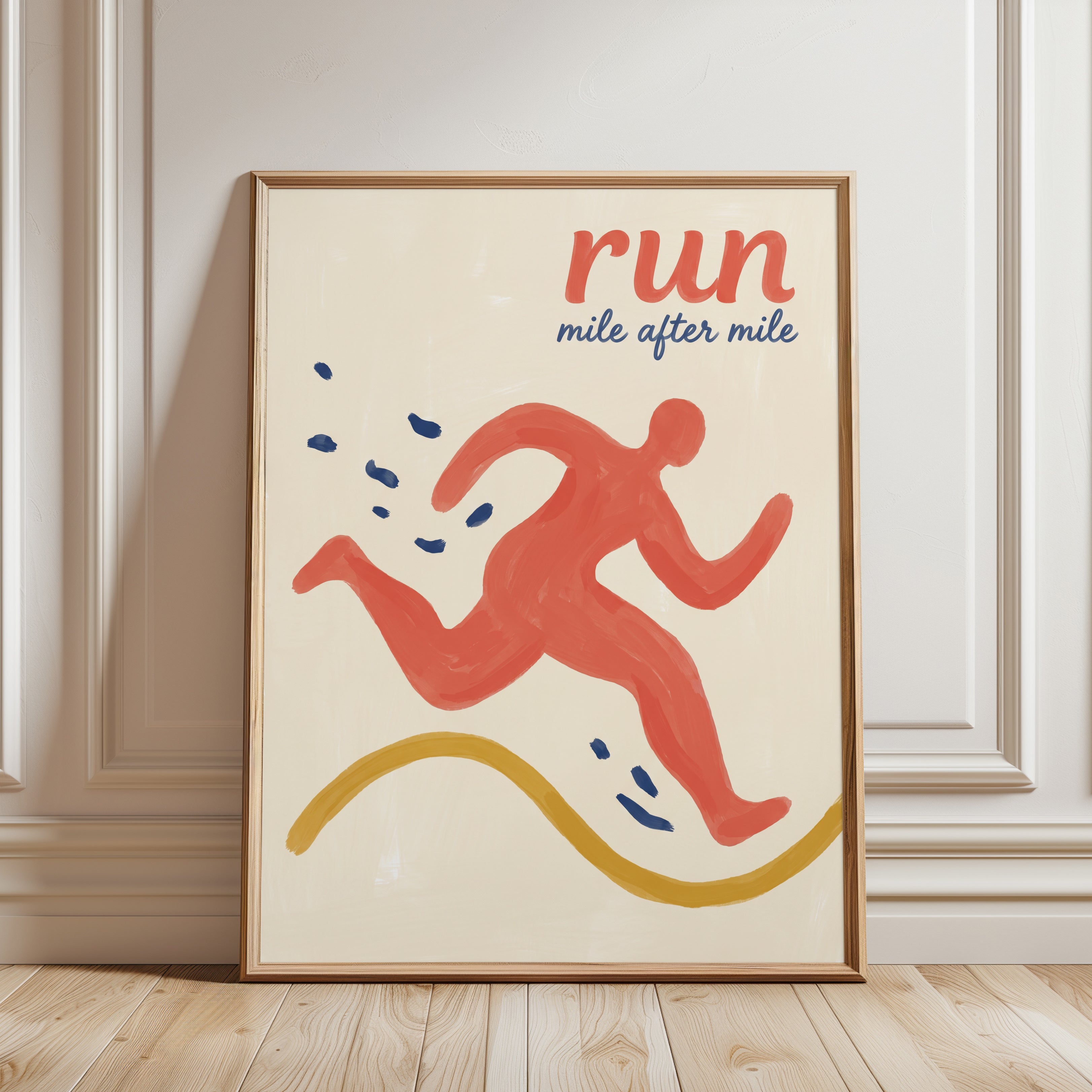 Motivational Running Print: Abstract Runner - framed detail