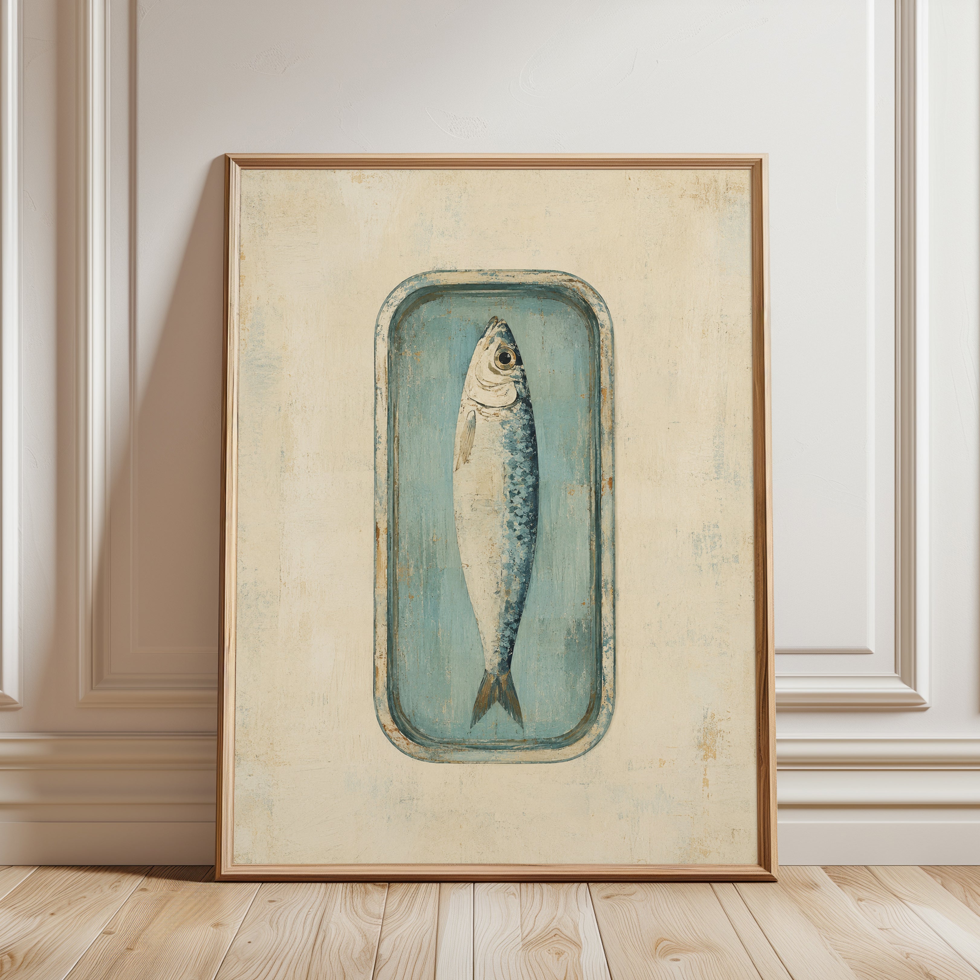 Vintage Fish Wall Art – Coastal Kitchen Decor - framed detail
