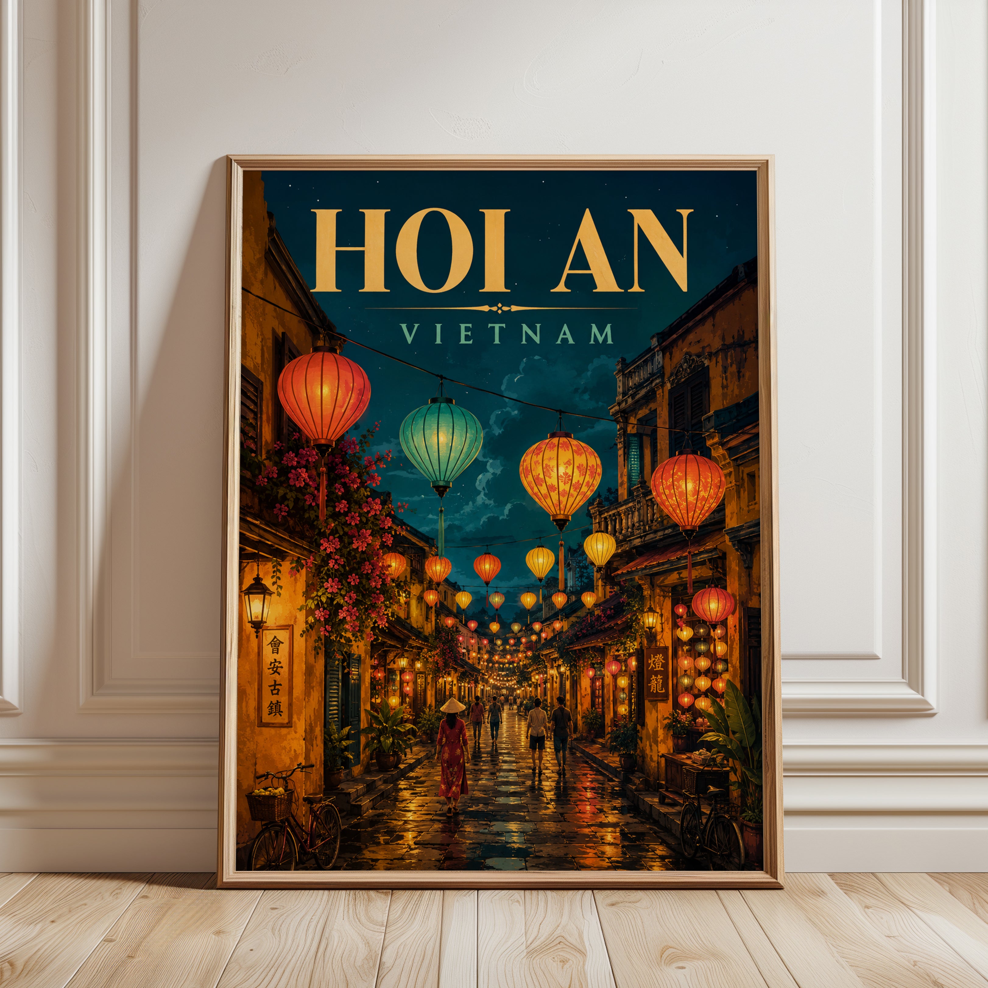 Vietnam Travel Poster – Hoi An Wall Art - framed detail