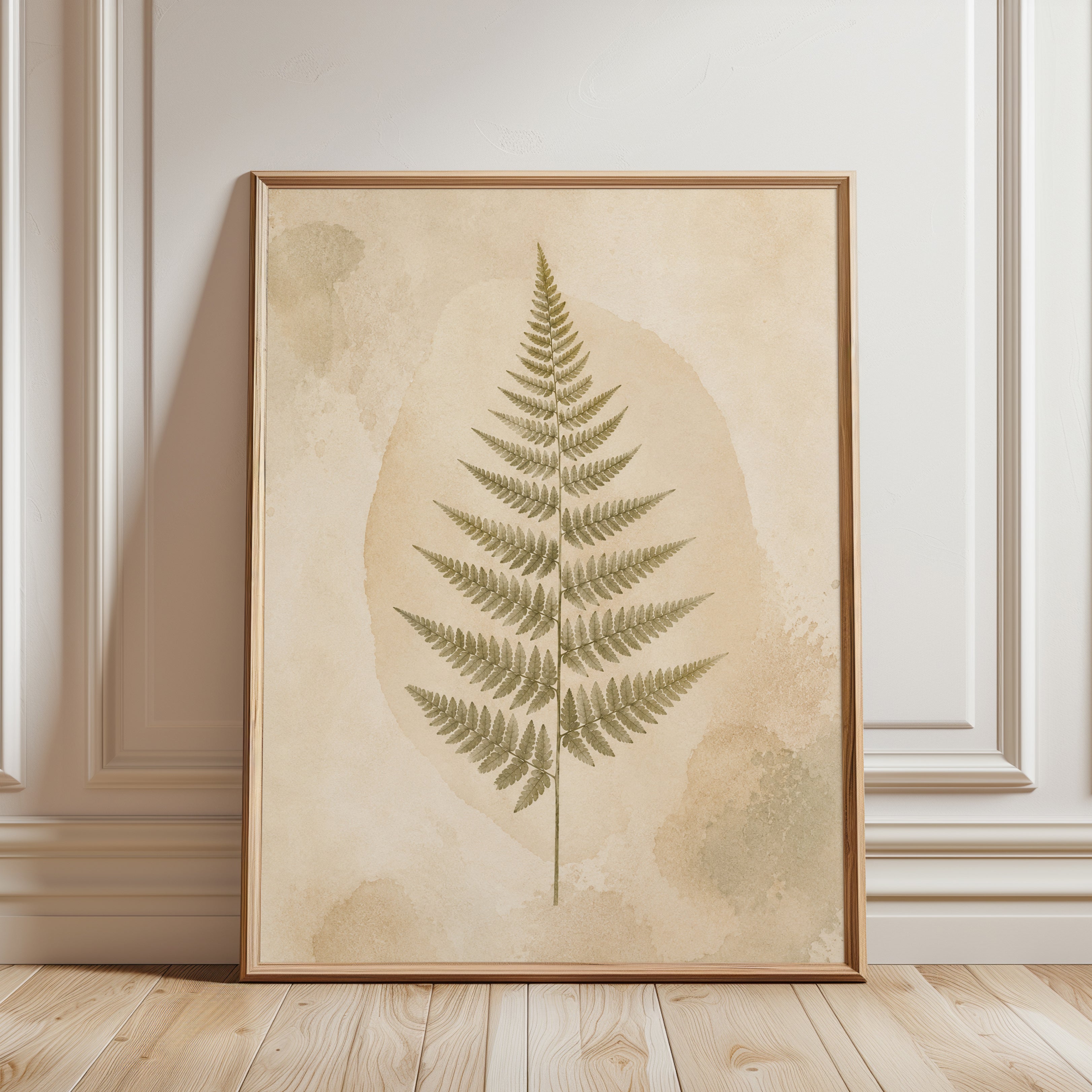 Vintage Fern Wall Art – Botanical Print - framed detail