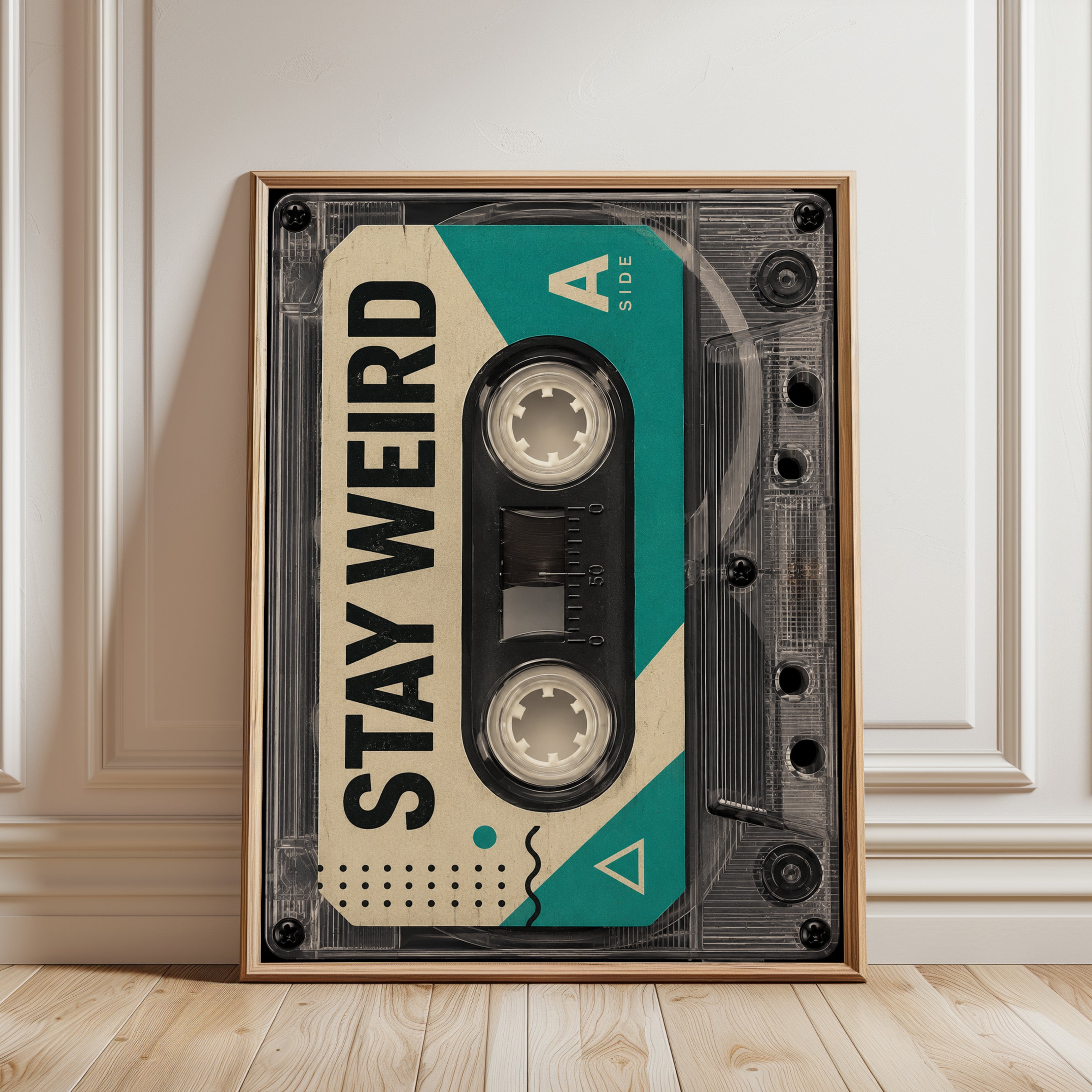 Retro Cassette Tape Wall Art - framed detail