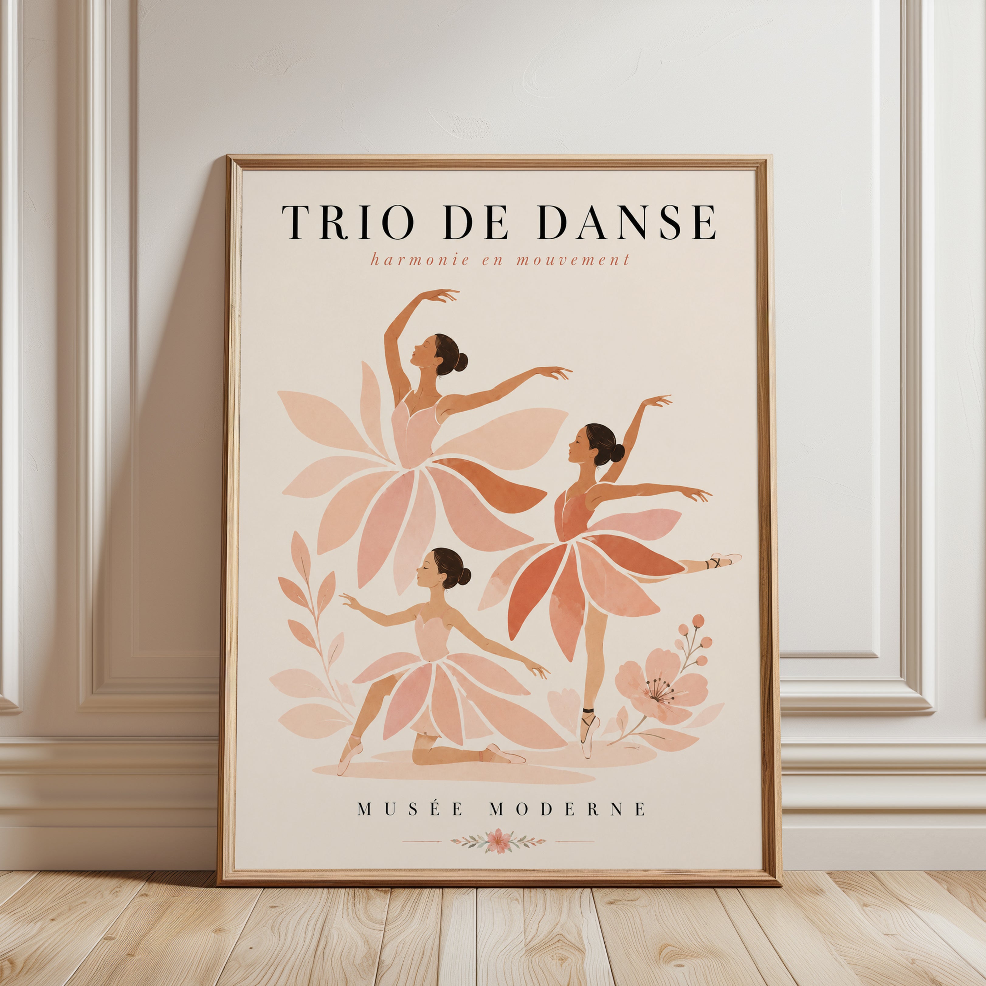 Vintage Ballet Trio Print - framed detail