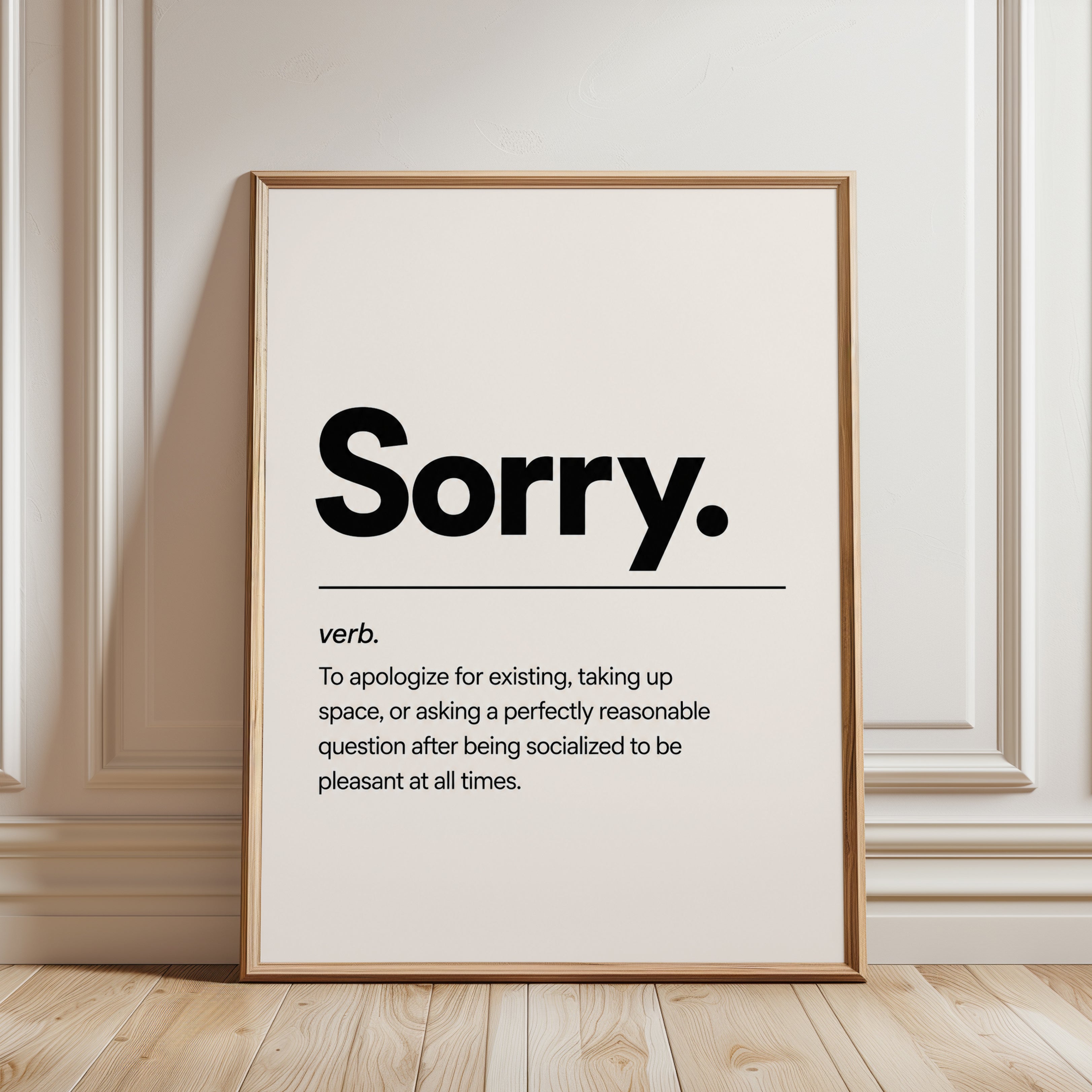 Funny Sorry Definition Print - framed detail