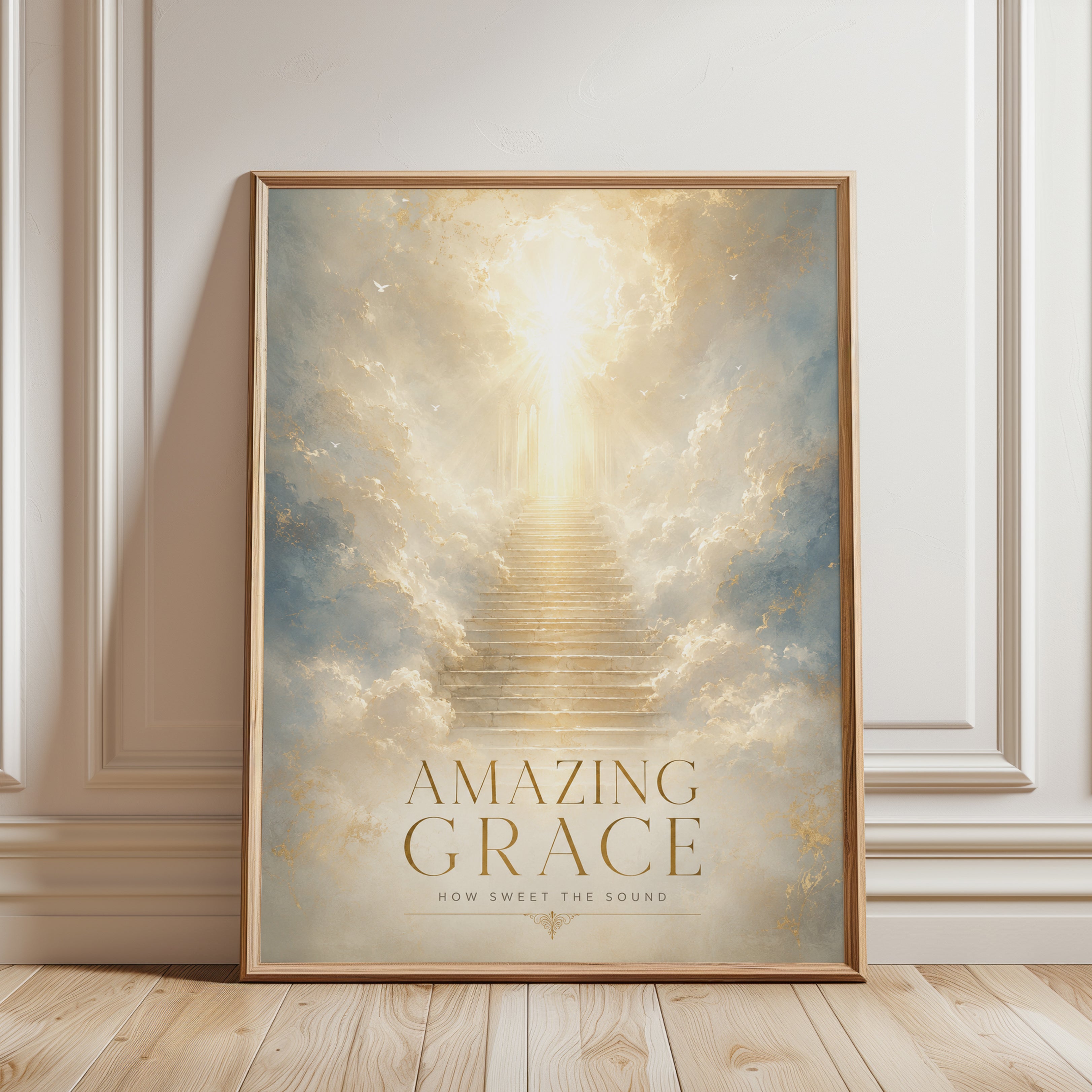 Spiritual Wall Art – Heavenly Stairs Print - framed detail