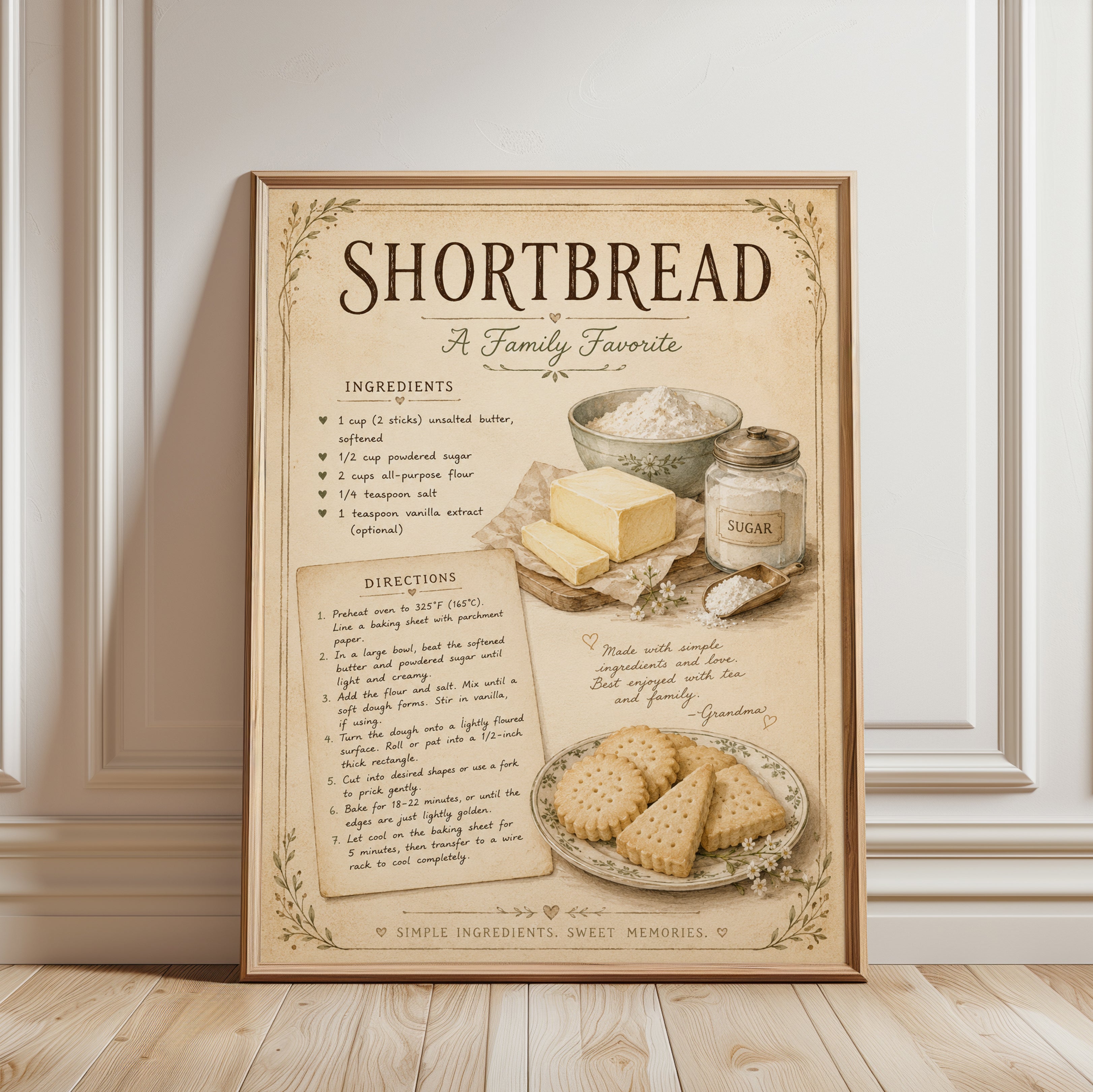 Shortbread Recipe Print - framed detail
