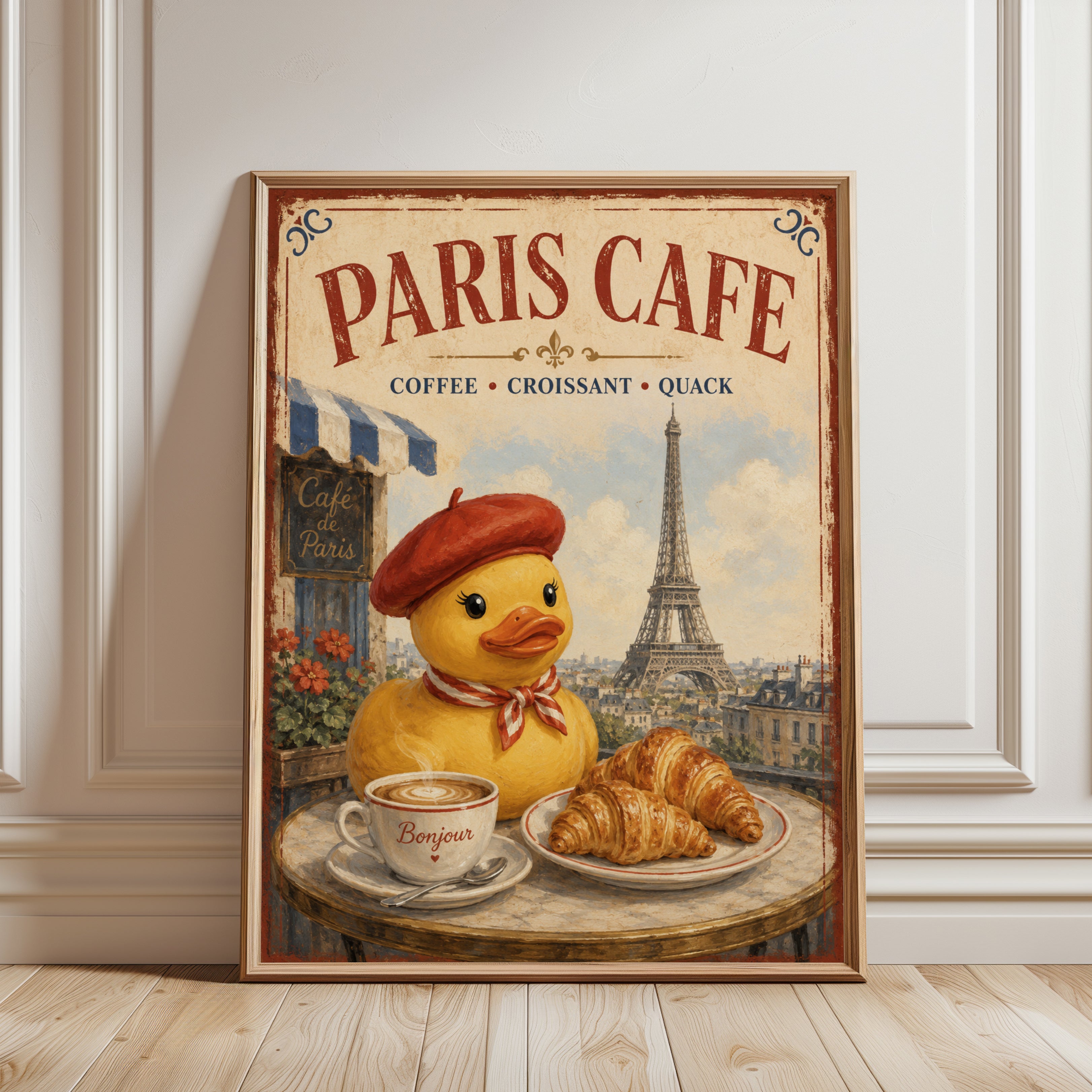 Paris Cafe Wall Art – French Kitchen Decor - framed detail