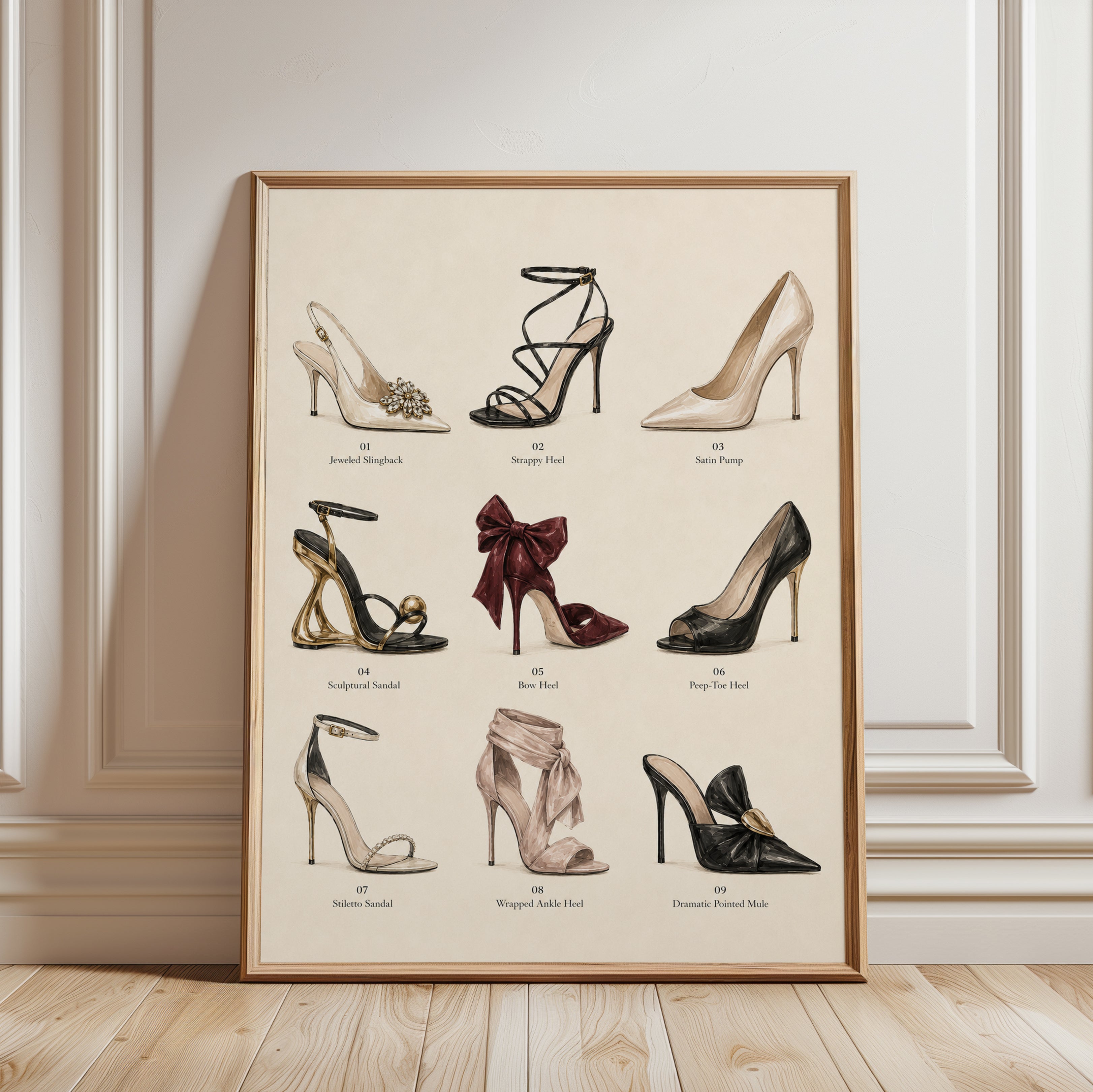 High Heel Poster – Designer Shoe Wall Art - framed detail