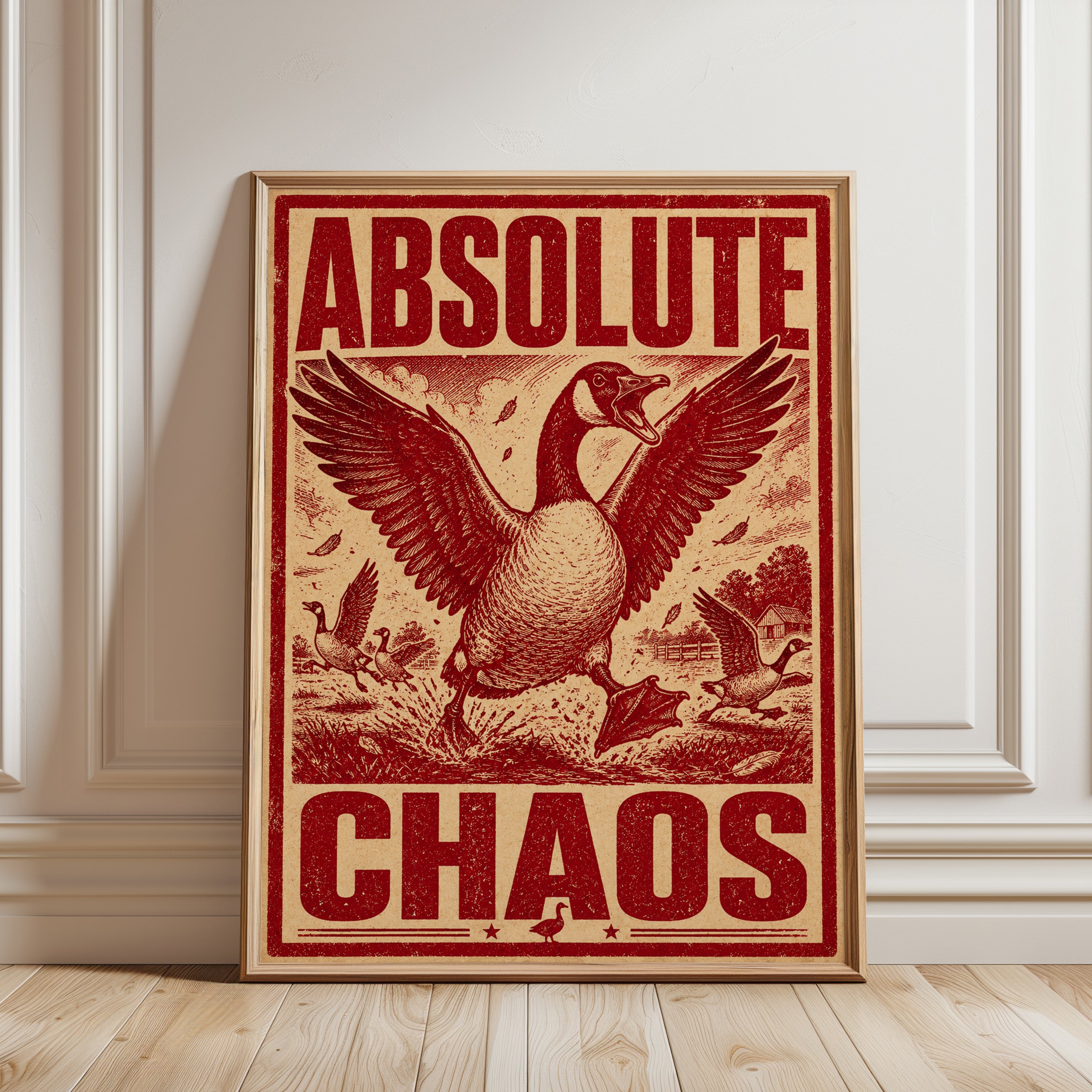 Retro Goose Propaganda Print - framed detail