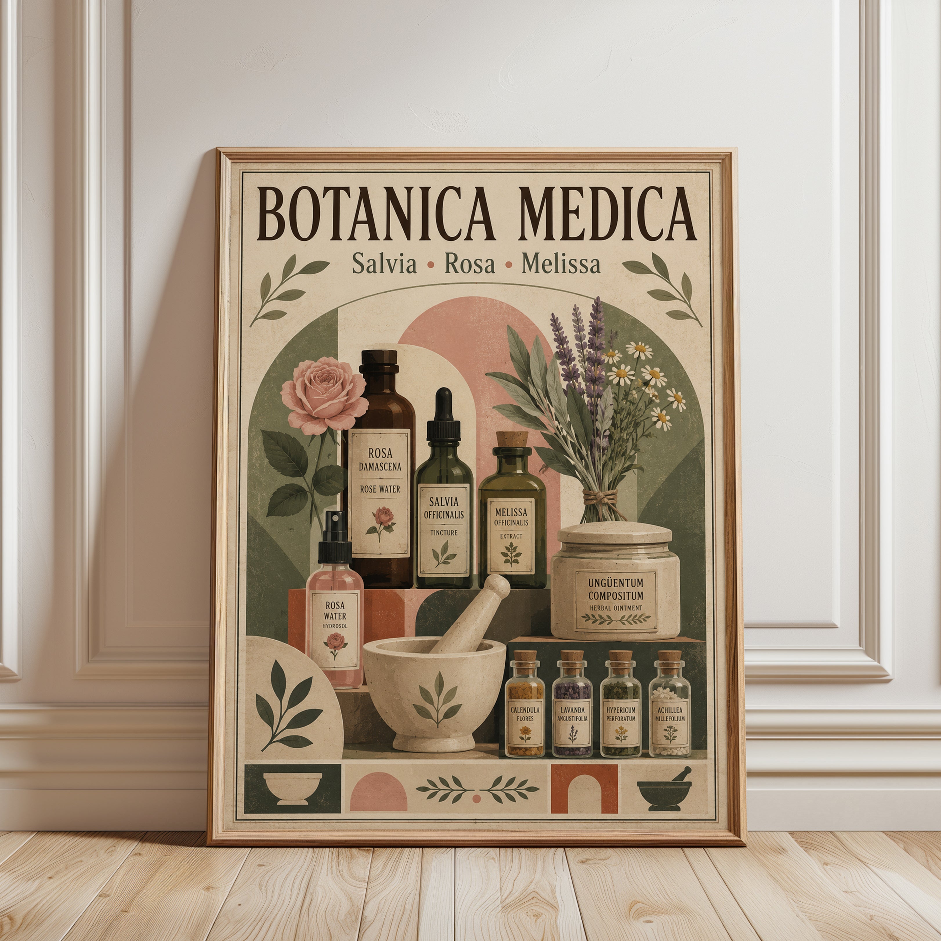 Vintage Botanical Apothecary Print - framed detail