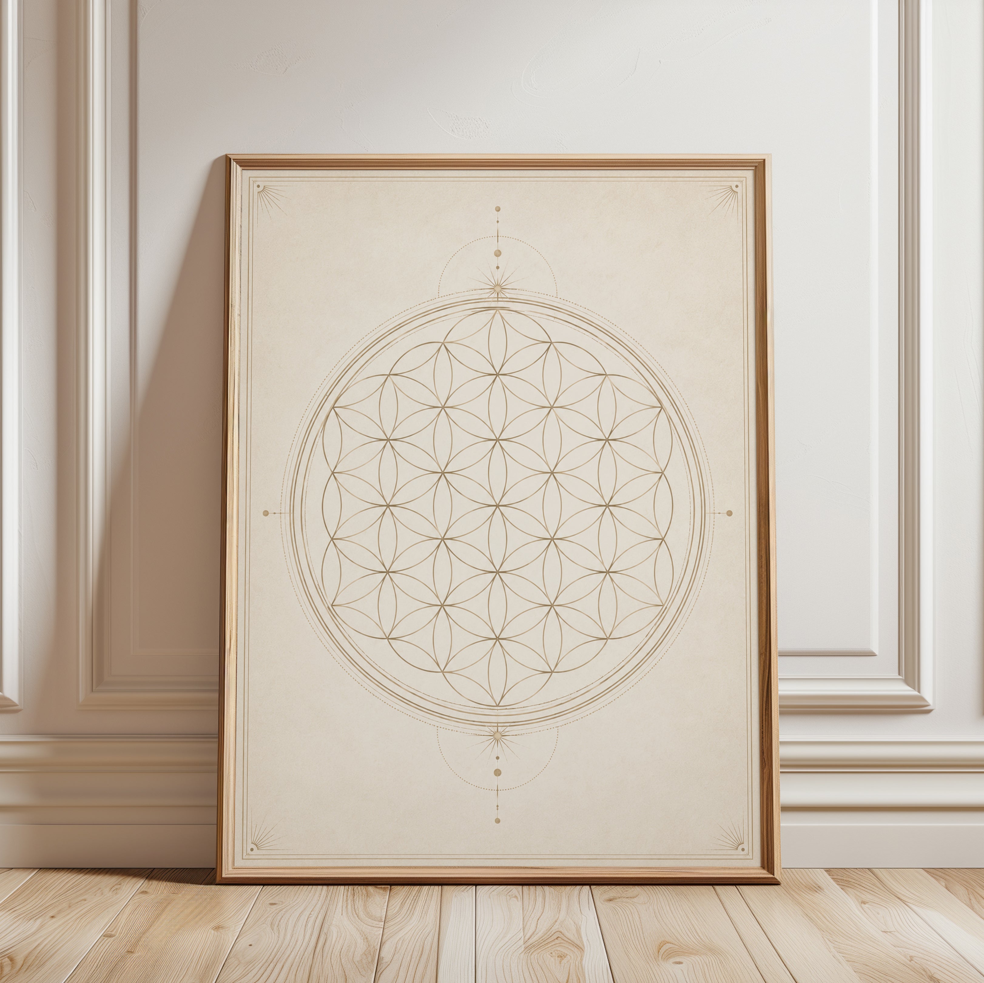 Gold Flower of Life Print - framed detail