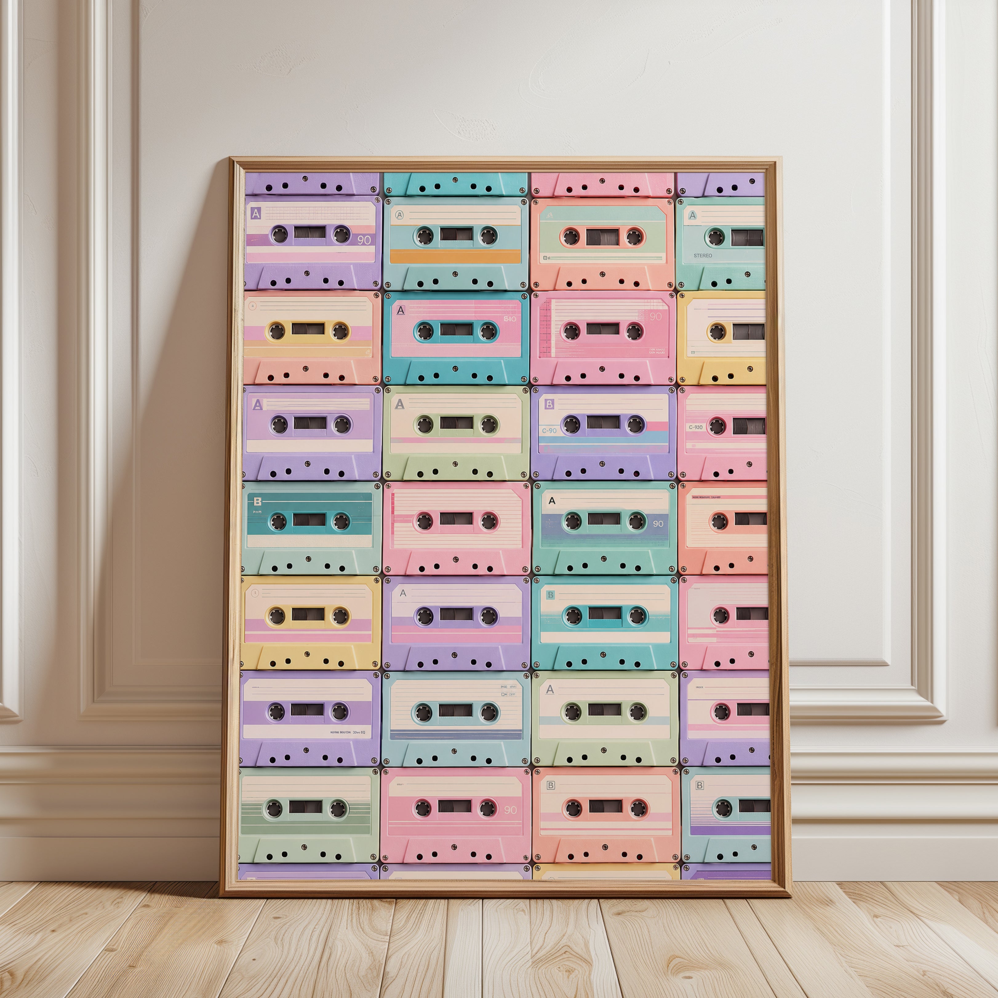 80s Retro Cassette Tape Print - framed detail