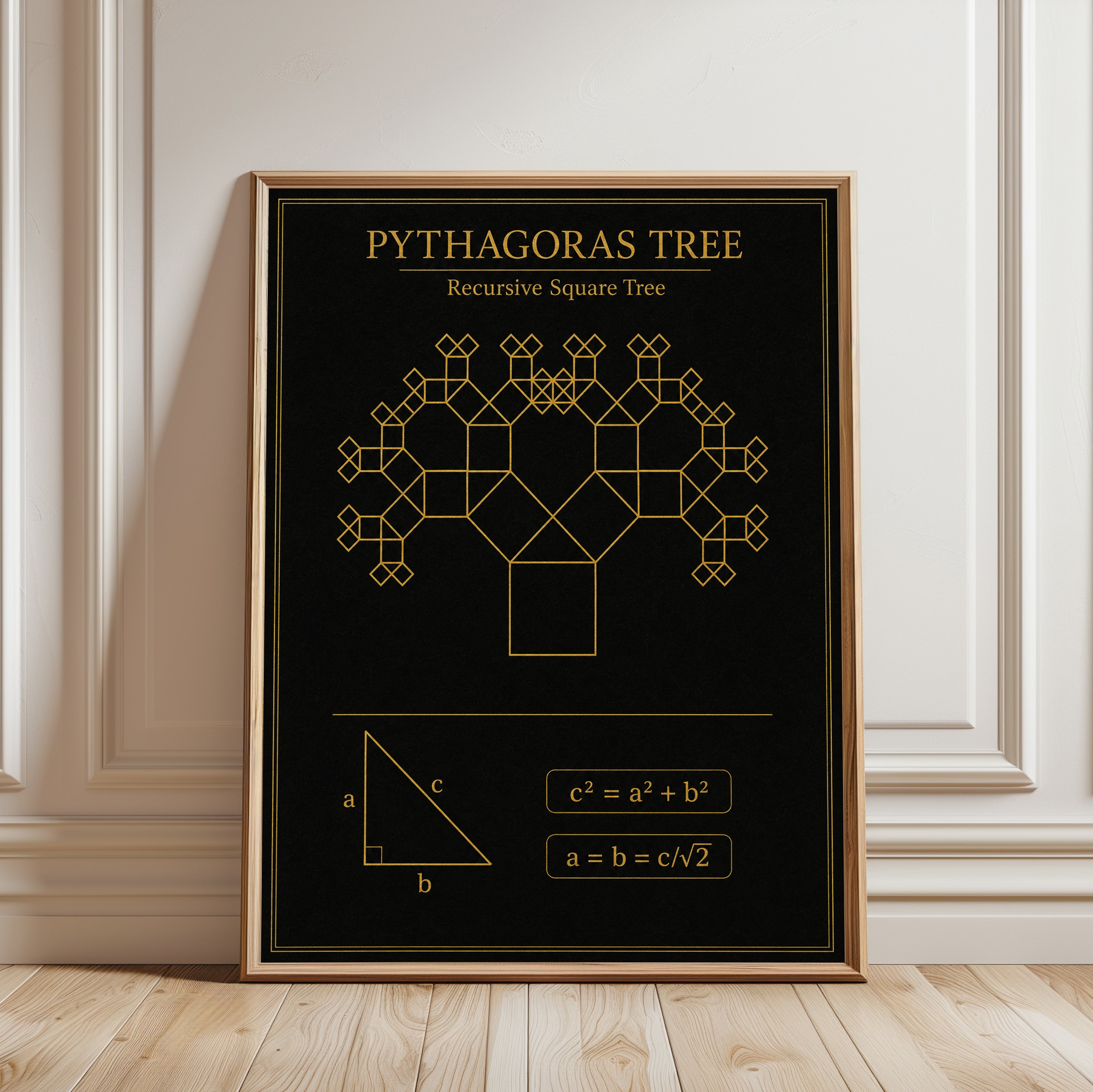 Math Wall Art – Pythagoras Tree Print - framed detail