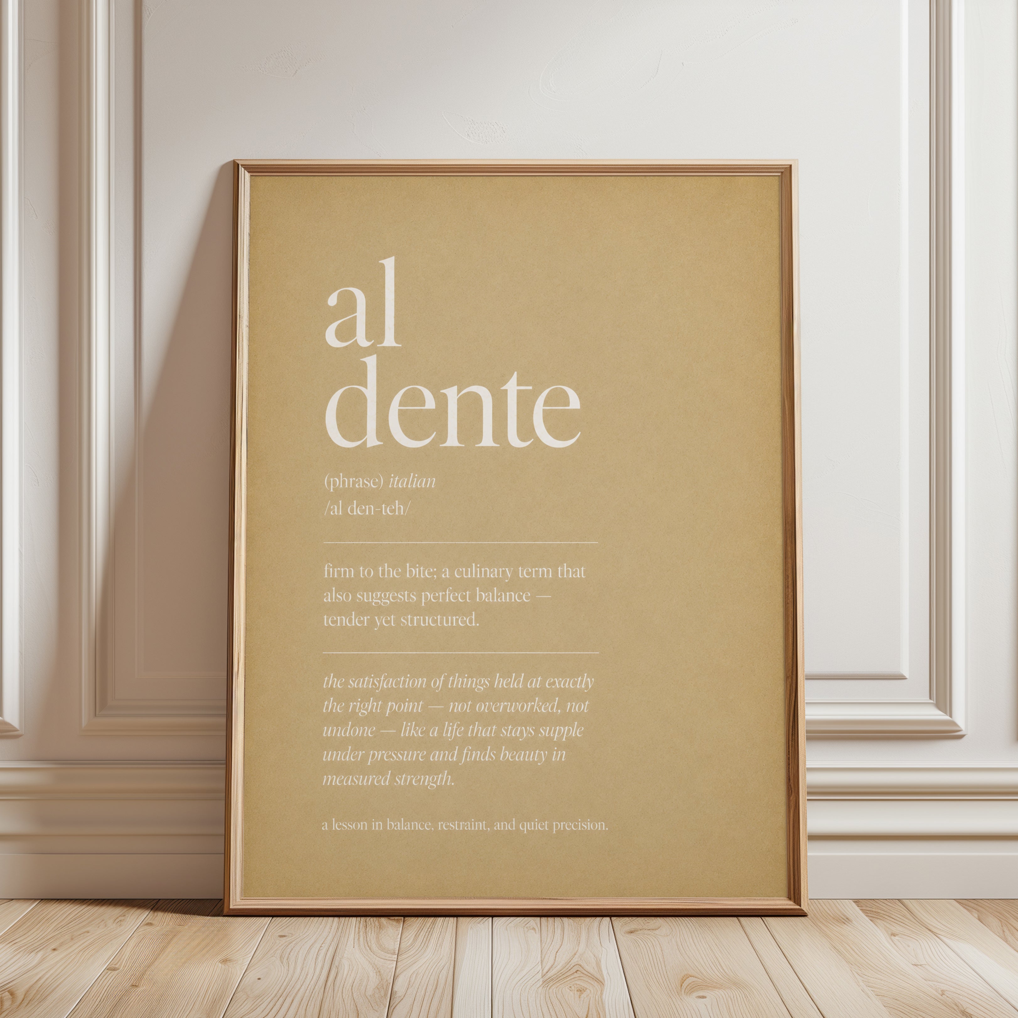 Kitchen Wall Art: Al Dente Italian Phrase - framed detail