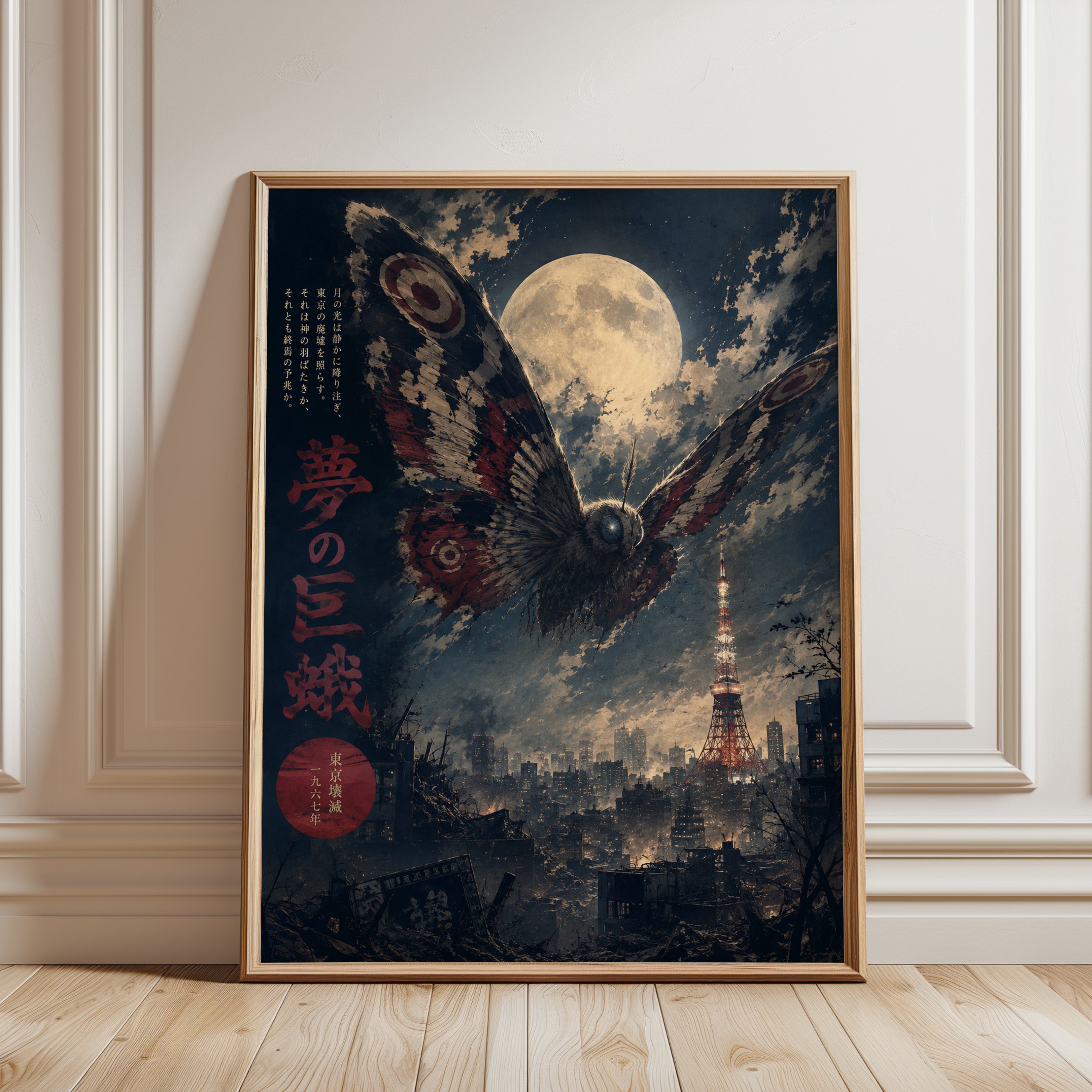 Japanese Monster Poster - framed detail