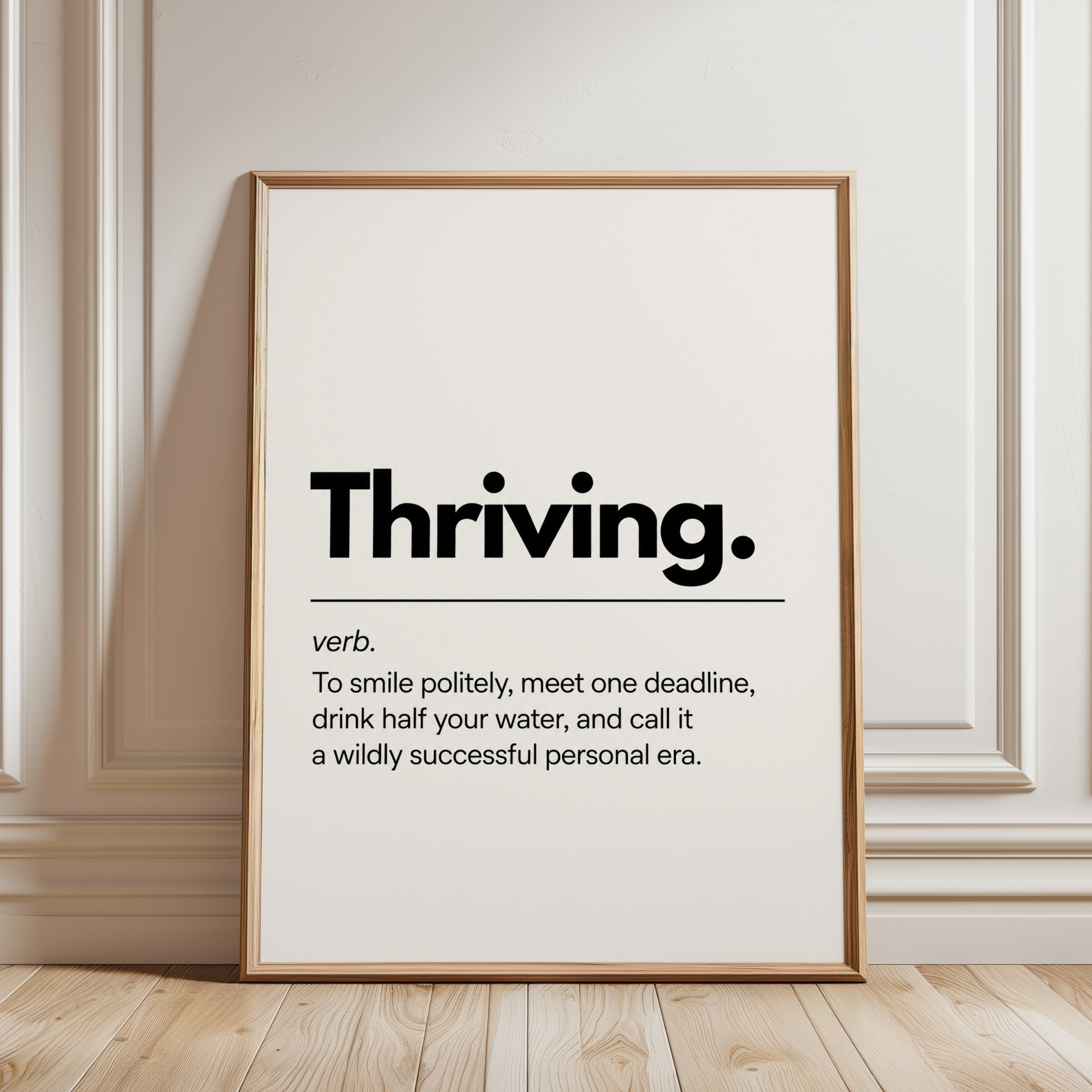 Thriving Definition Print: Minimalist Typography Wall Art - framed detail