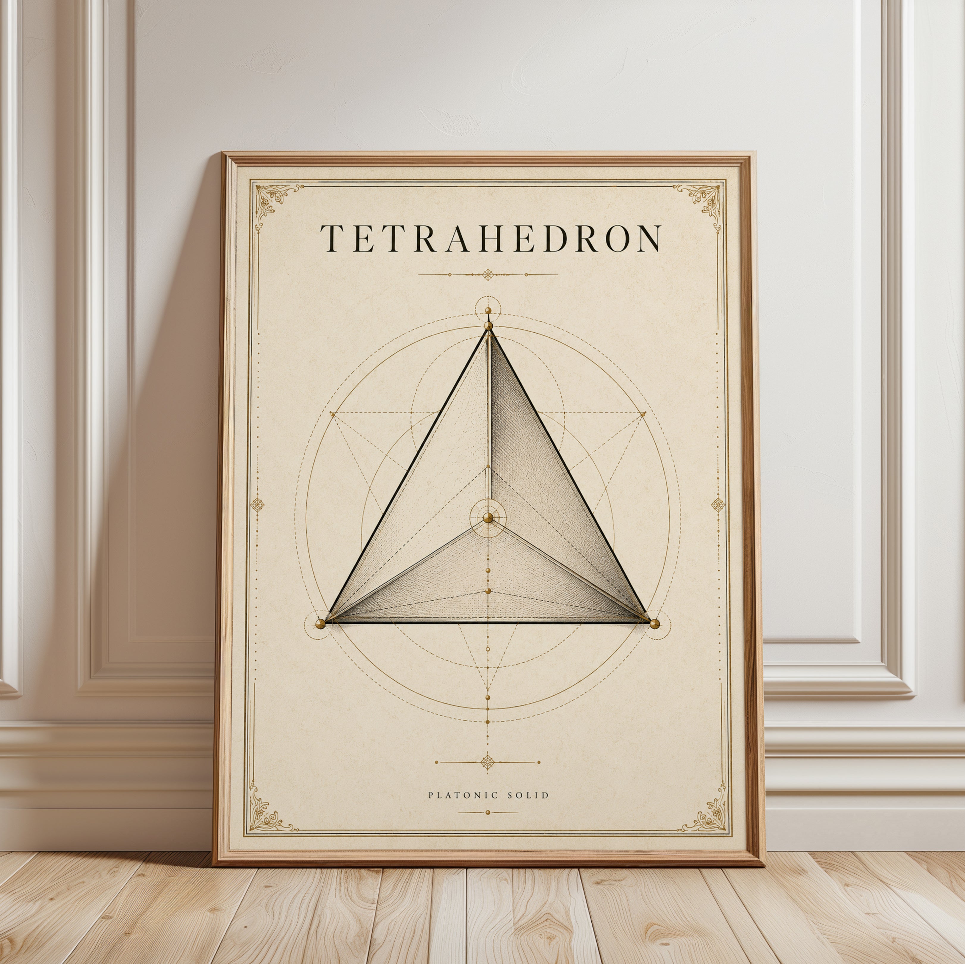 Tetrahedron Sacred Geometry Print - framed detail