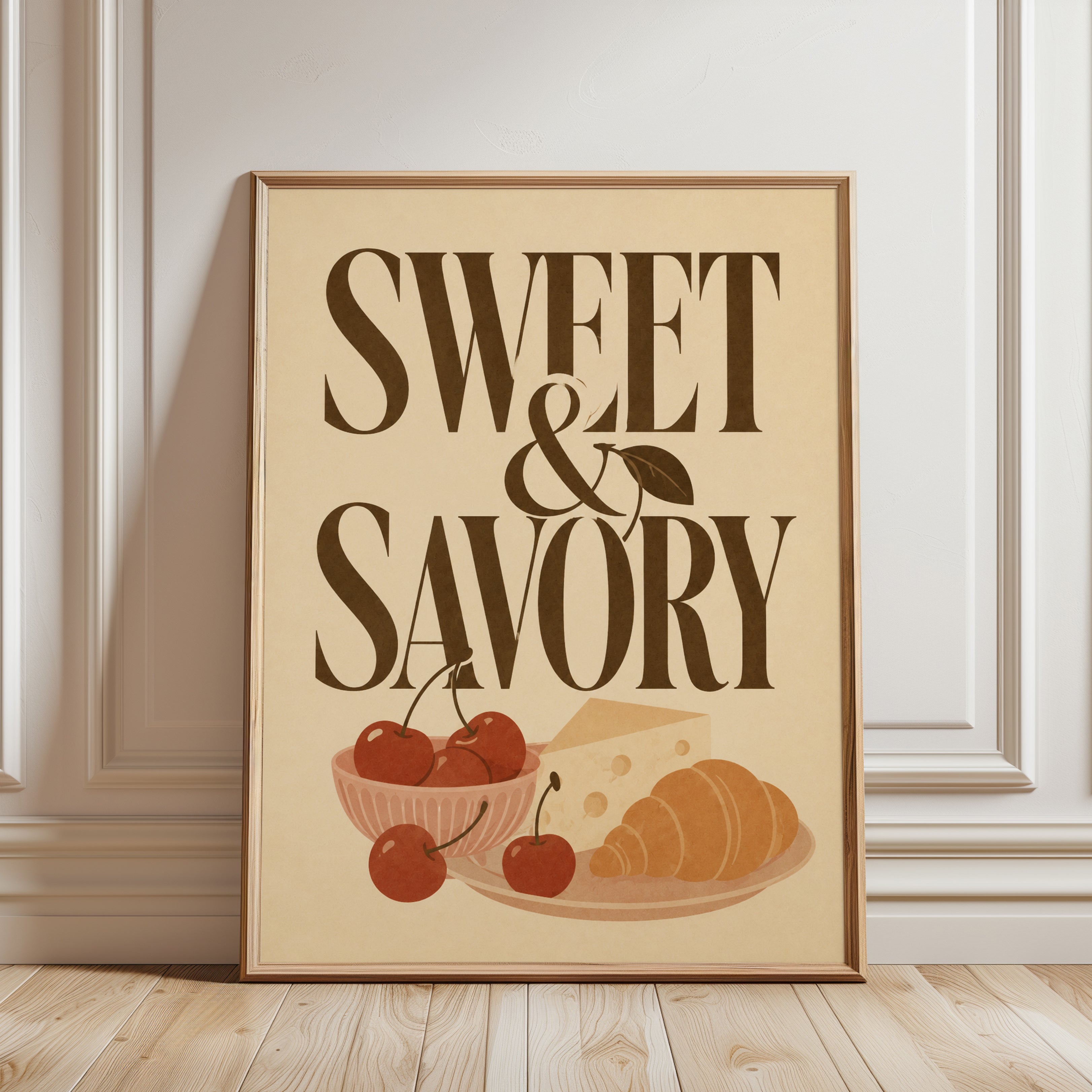 Sweet & Savory Wall Art: Retro Food Poster (Dining Room or Cafe) - framed detail