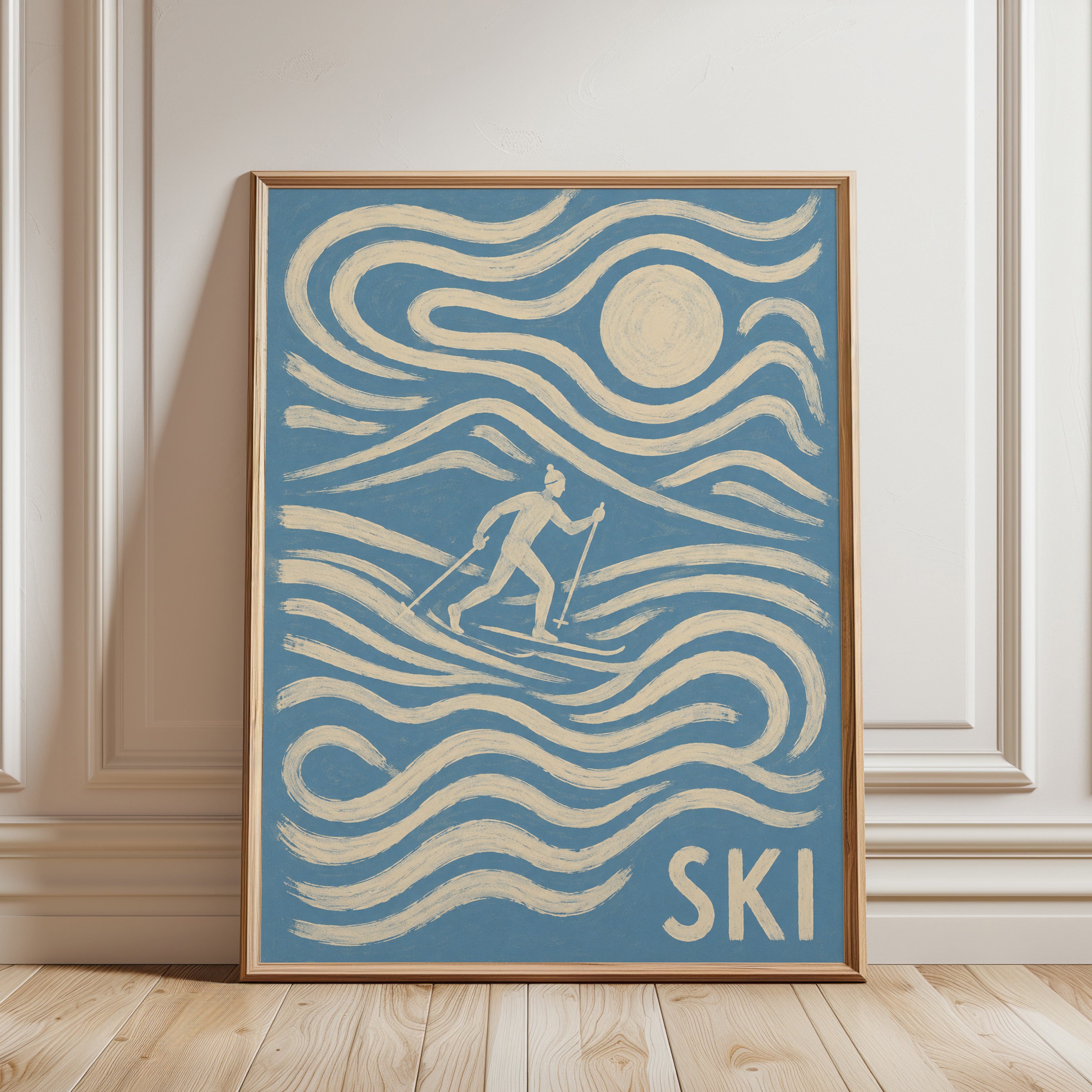 Ski Poster – Vintage Ski Wall Art - framed detail