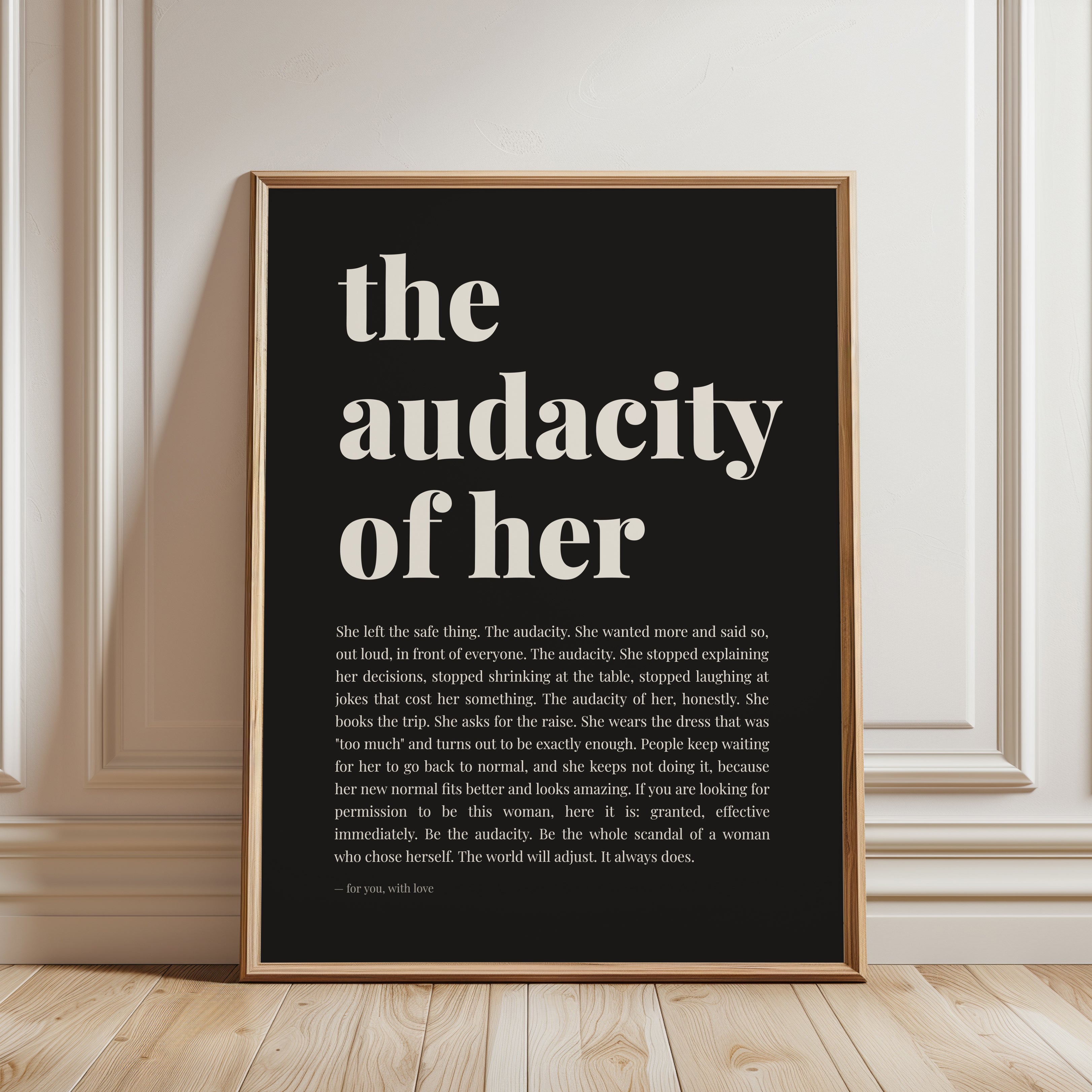 Audacity of Her Print – Feminist Wall Art - framed detail