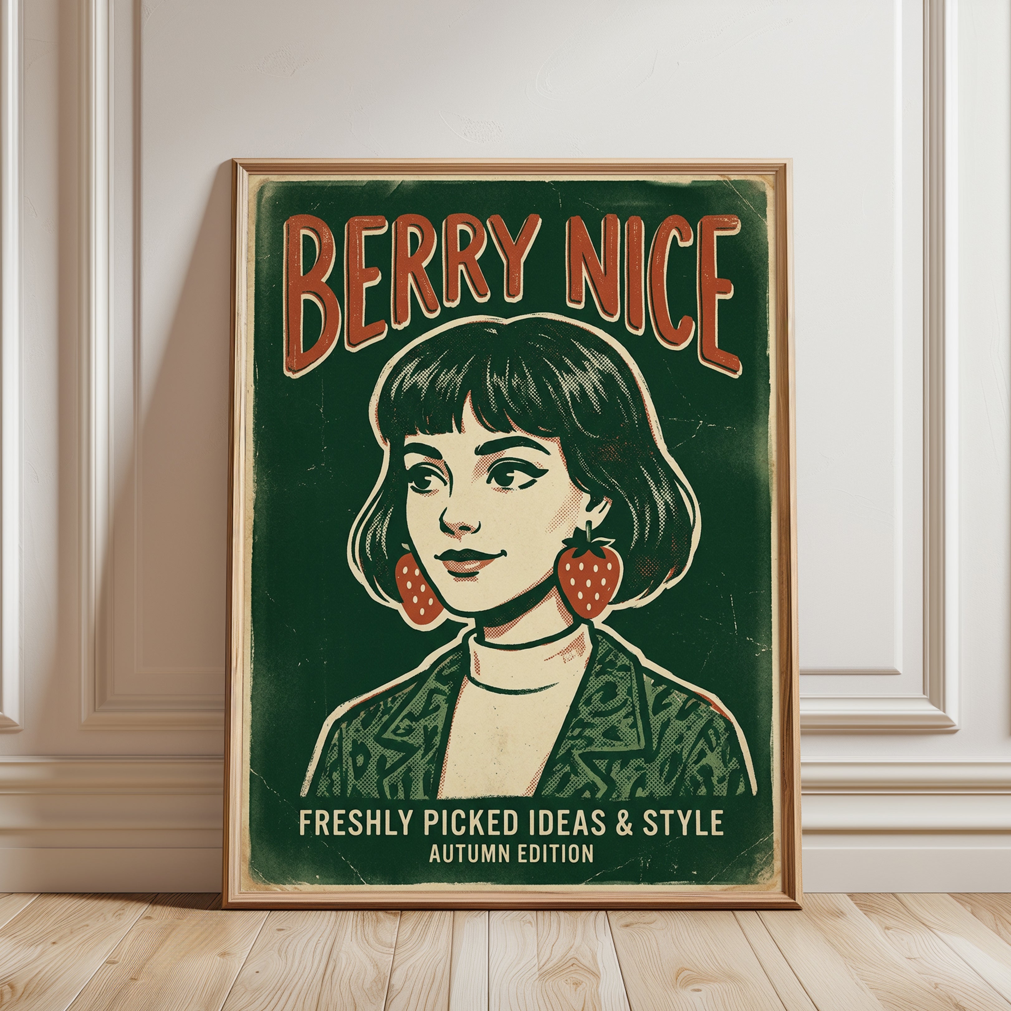 Berry Nice Retro Poster: Vintage Magazine Cover Art Print - framed detail