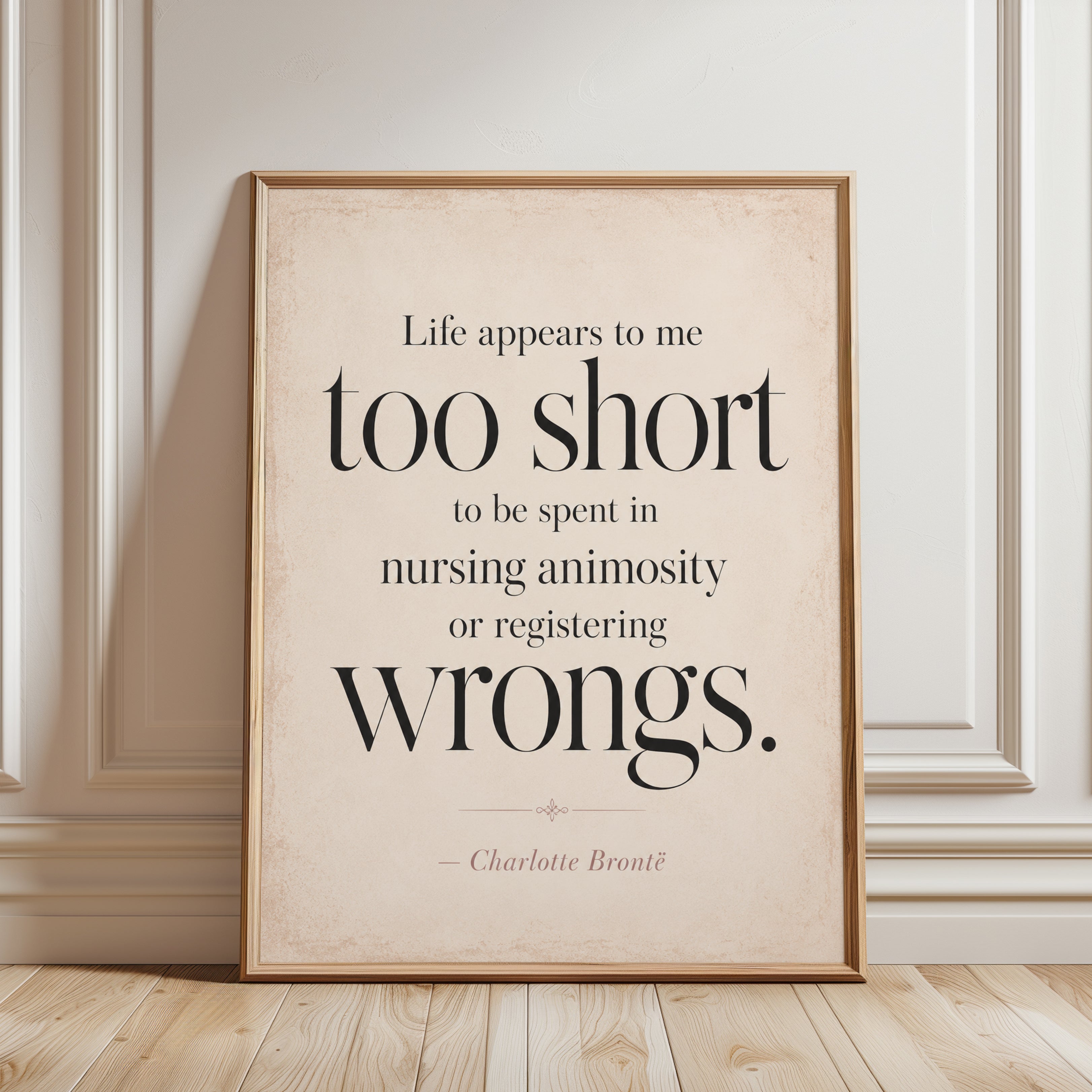 Literary Quote Wall Art – Charlotte Bronte Print - framed detail