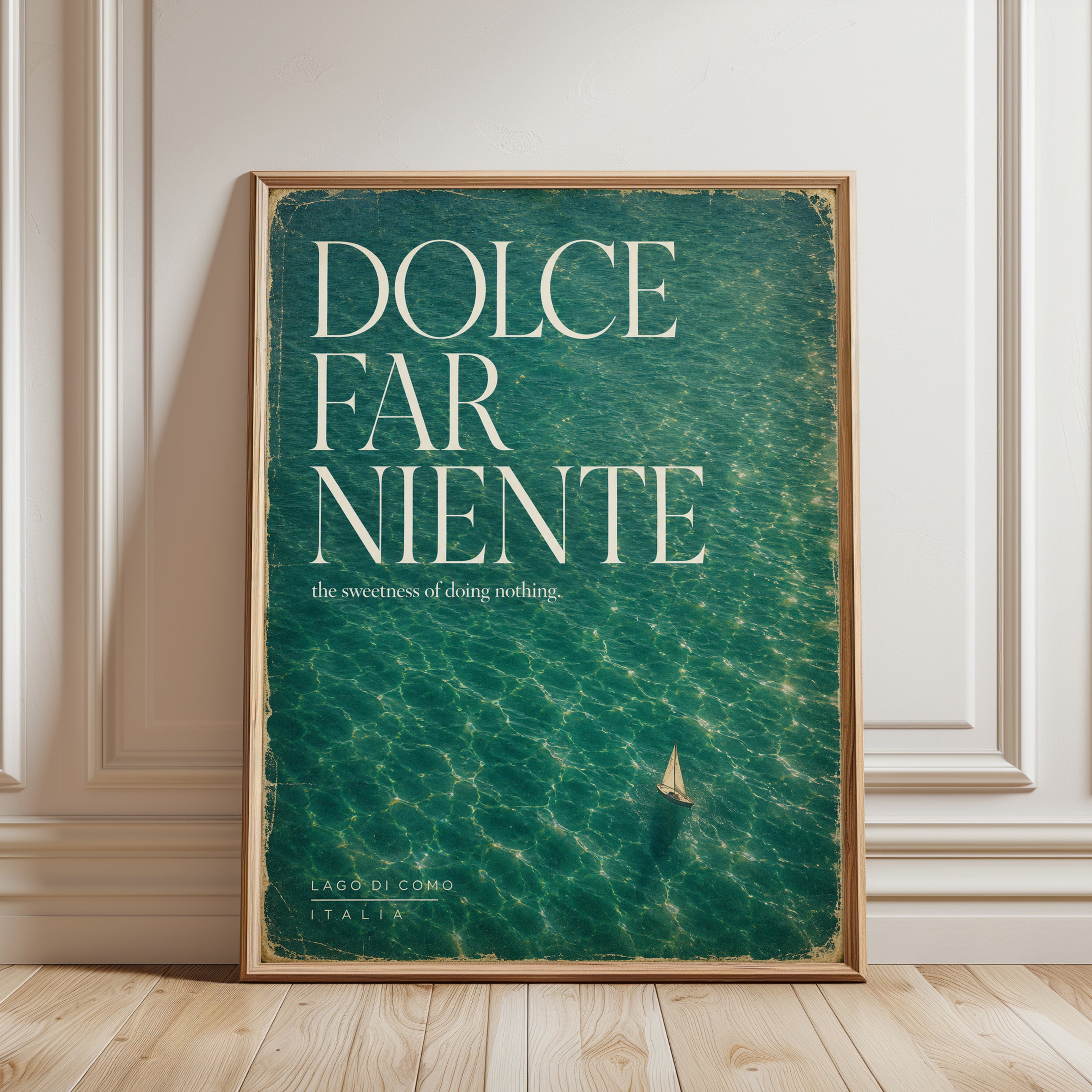 Italian Travel Poster – Lake Como Vintage Print - framed detail