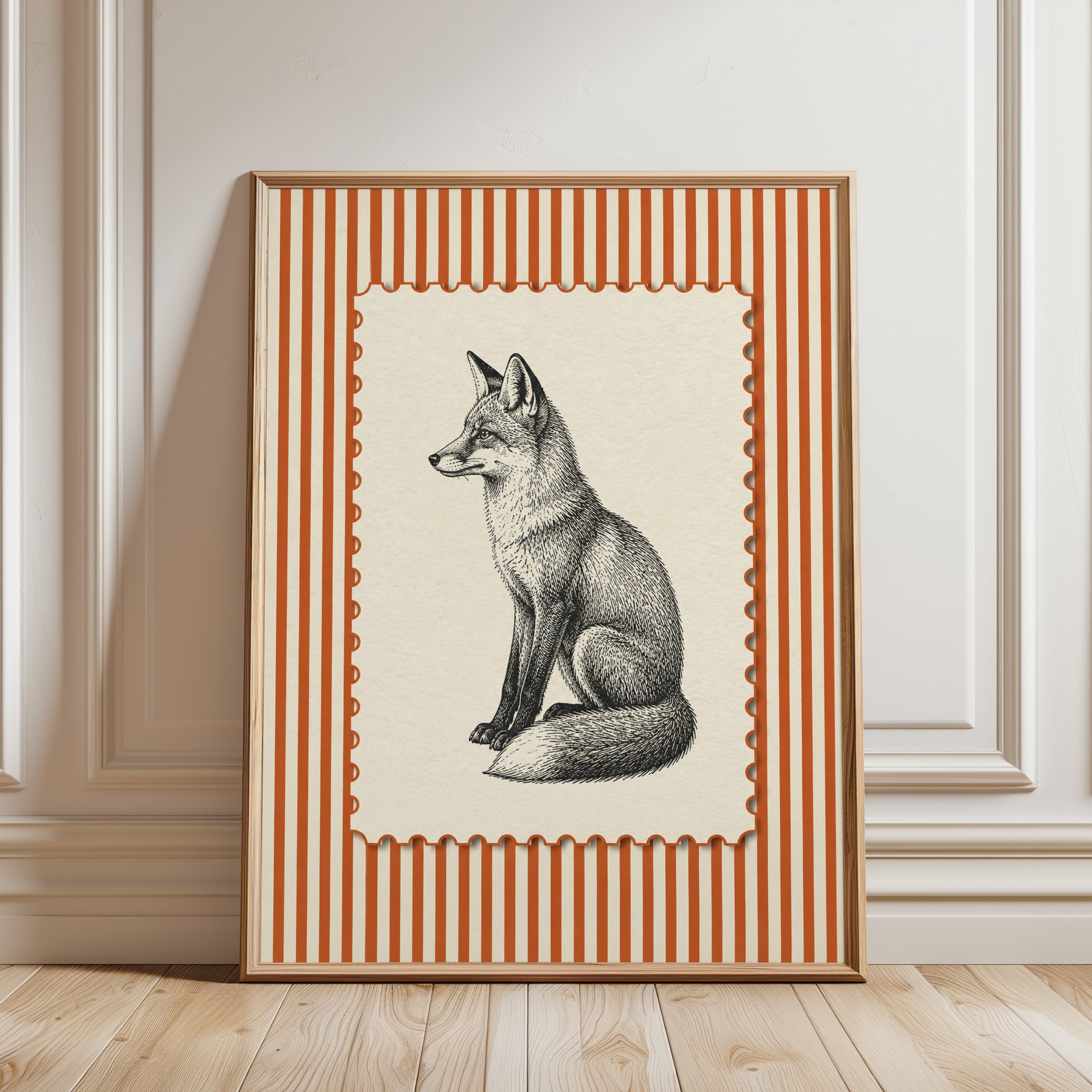 Fox Wall Art – Vintage Fox Print - framed detail