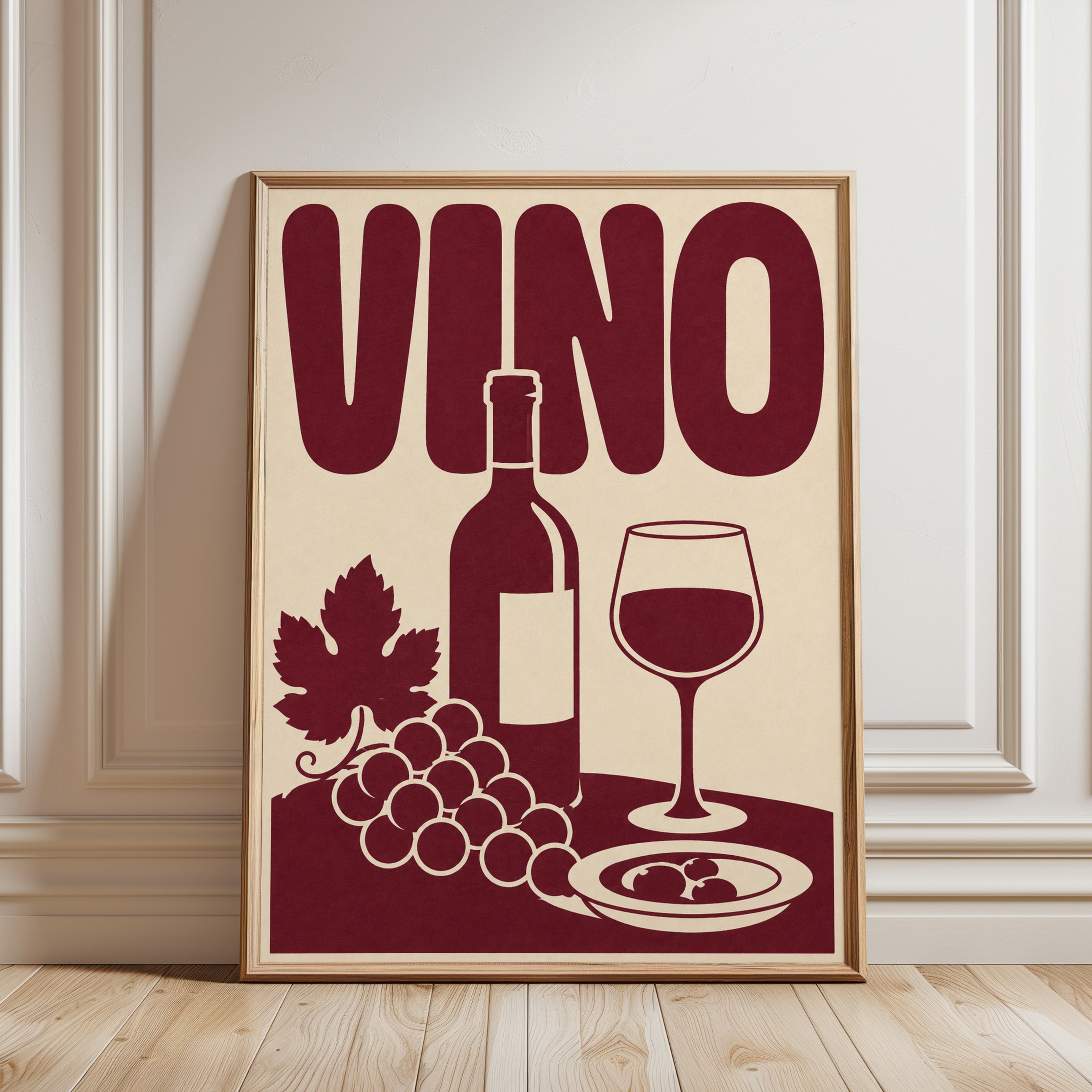 Wine Poster Print: Vintage Italian Style - framed detail