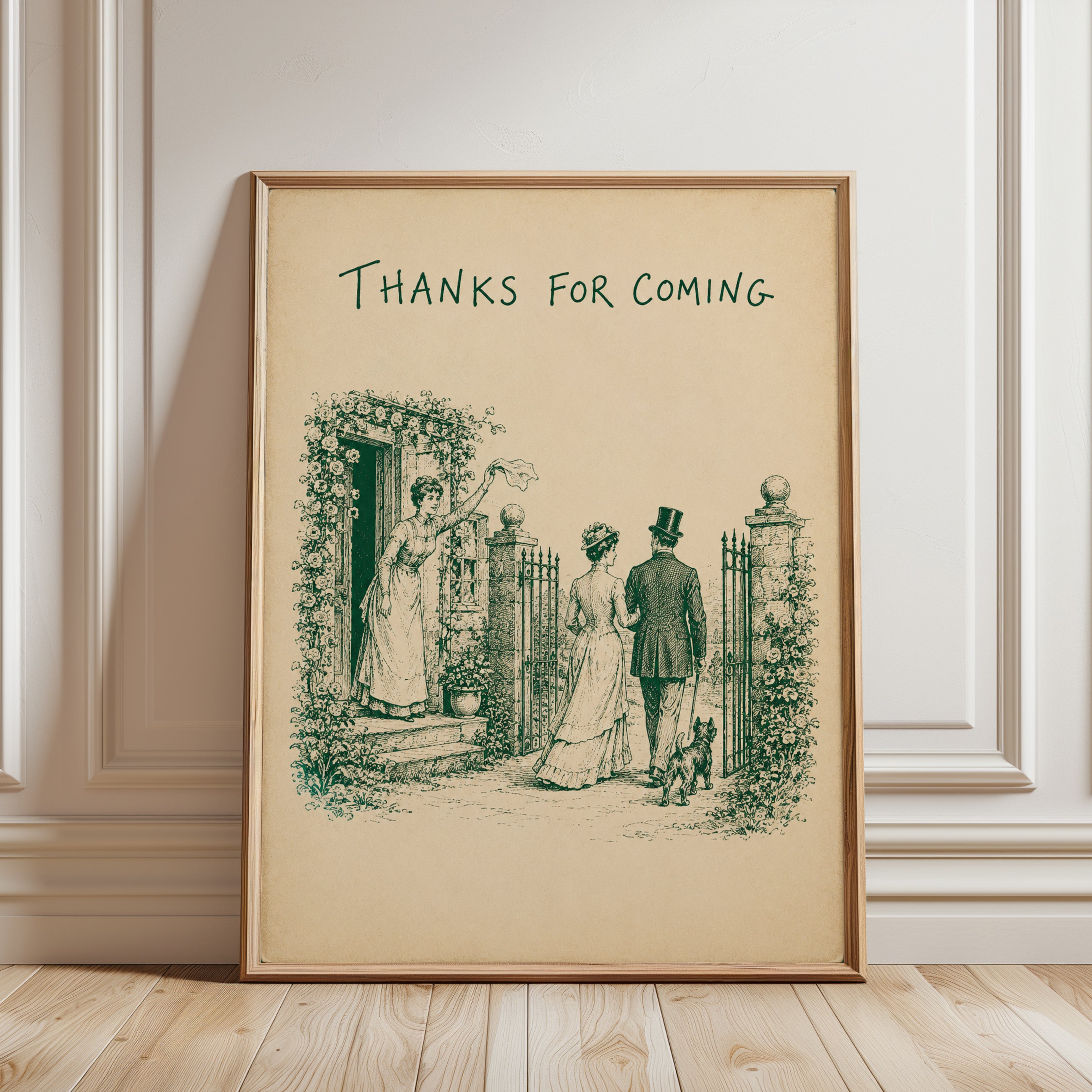 Vintage Wall Art Print: Victorian Garden Scene - framed detail