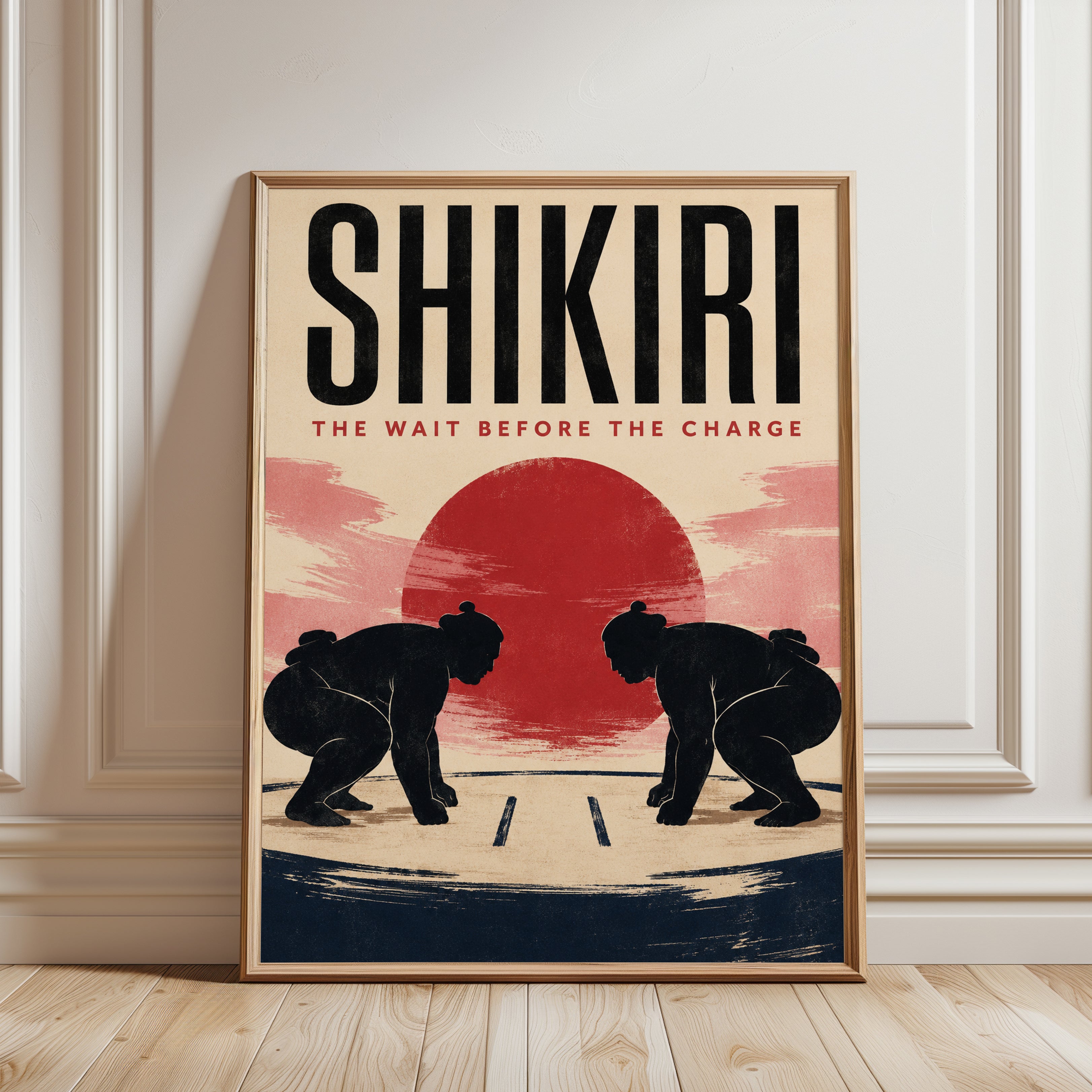 Sumo Wrestling Poster – Japanese Sports Art - framed detail