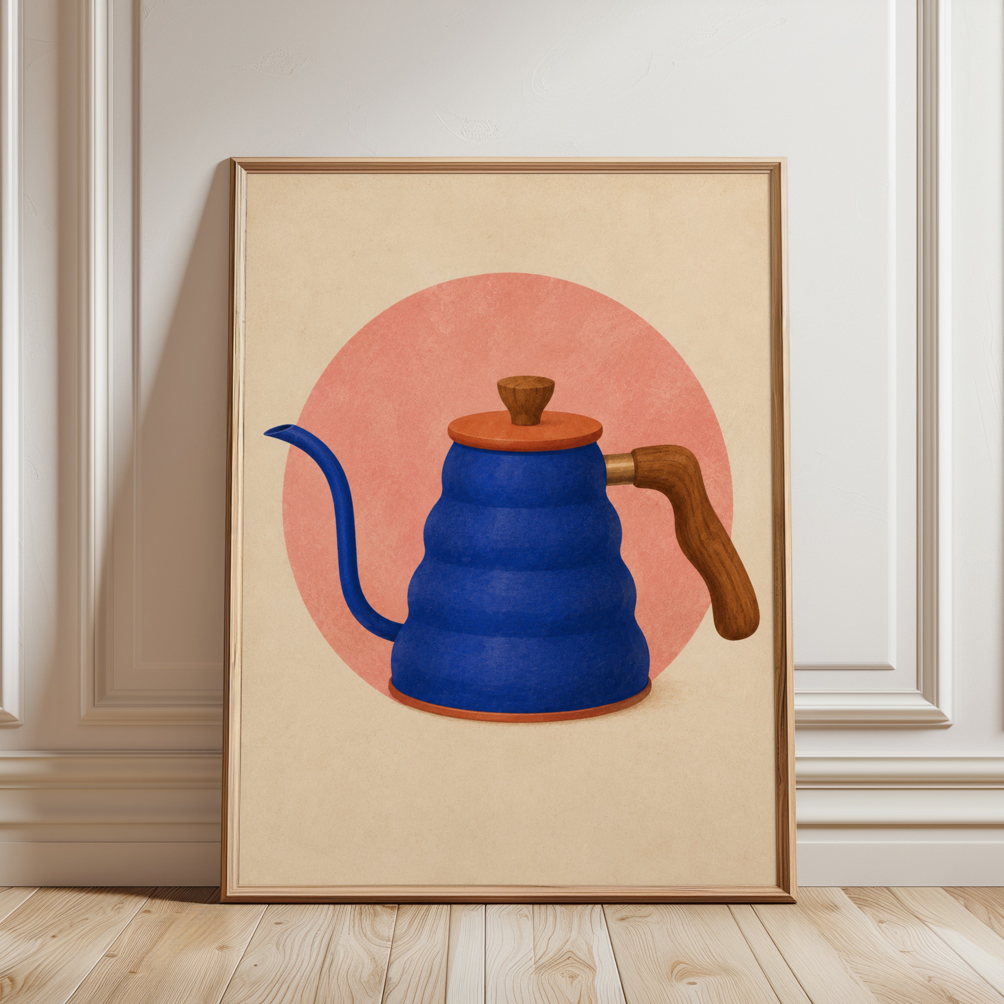 Kitchen Wall Art – Coffee Pot Print - framed detail
