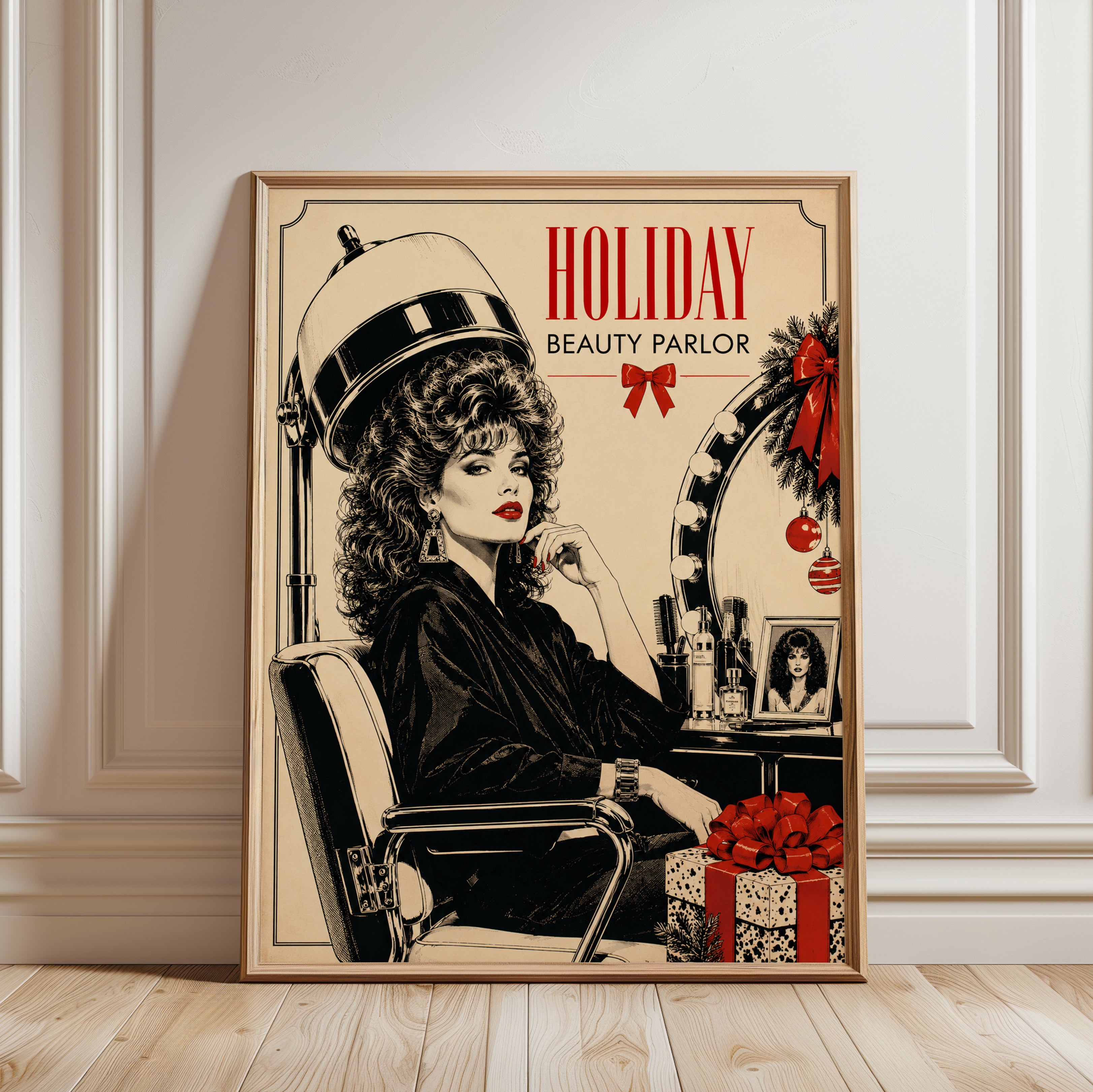 Beauty Salon Wall Art – Retro Hair Salon Decor - framed detail