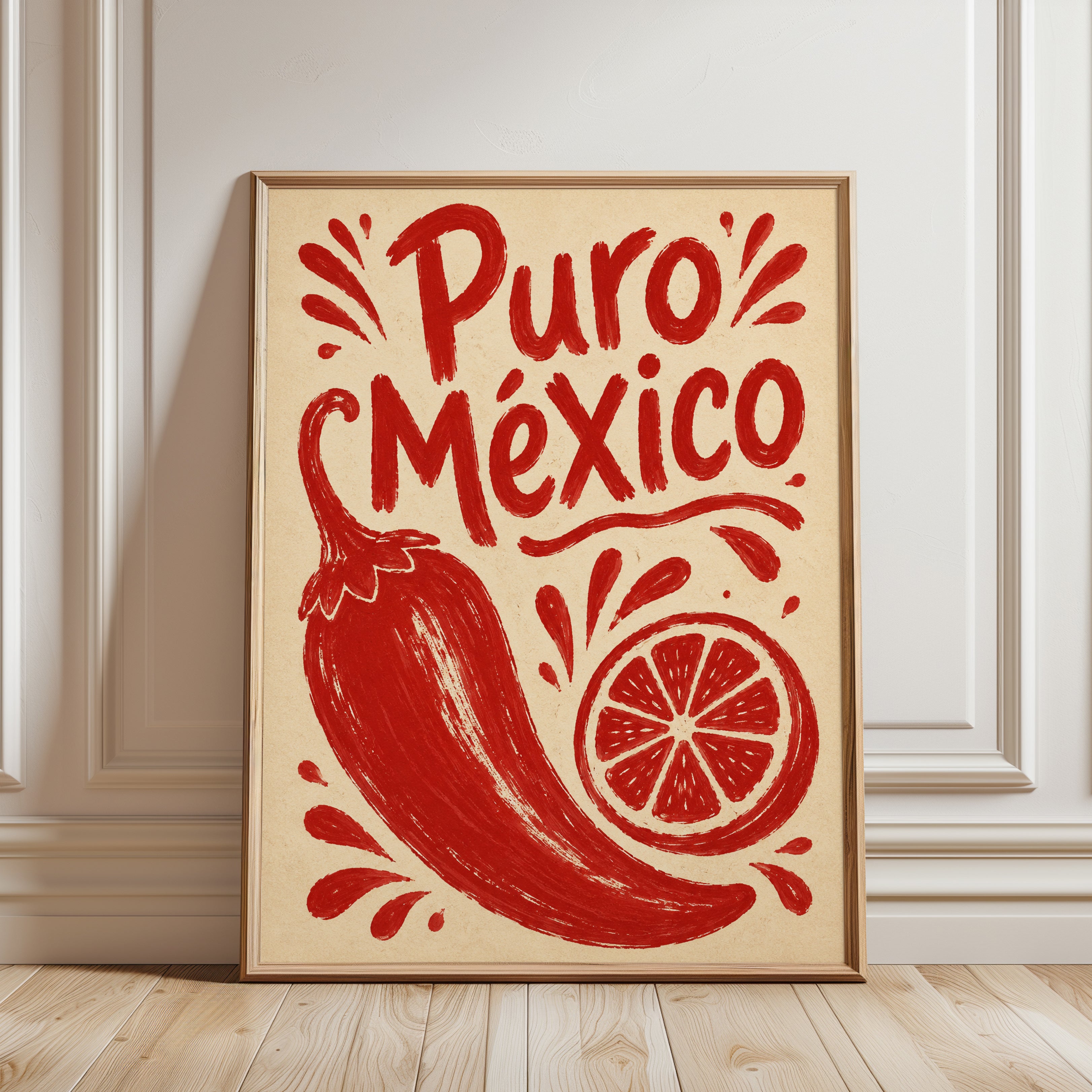 Mexican Kitchen Wall Art – Puro Mexico Print - framed detail