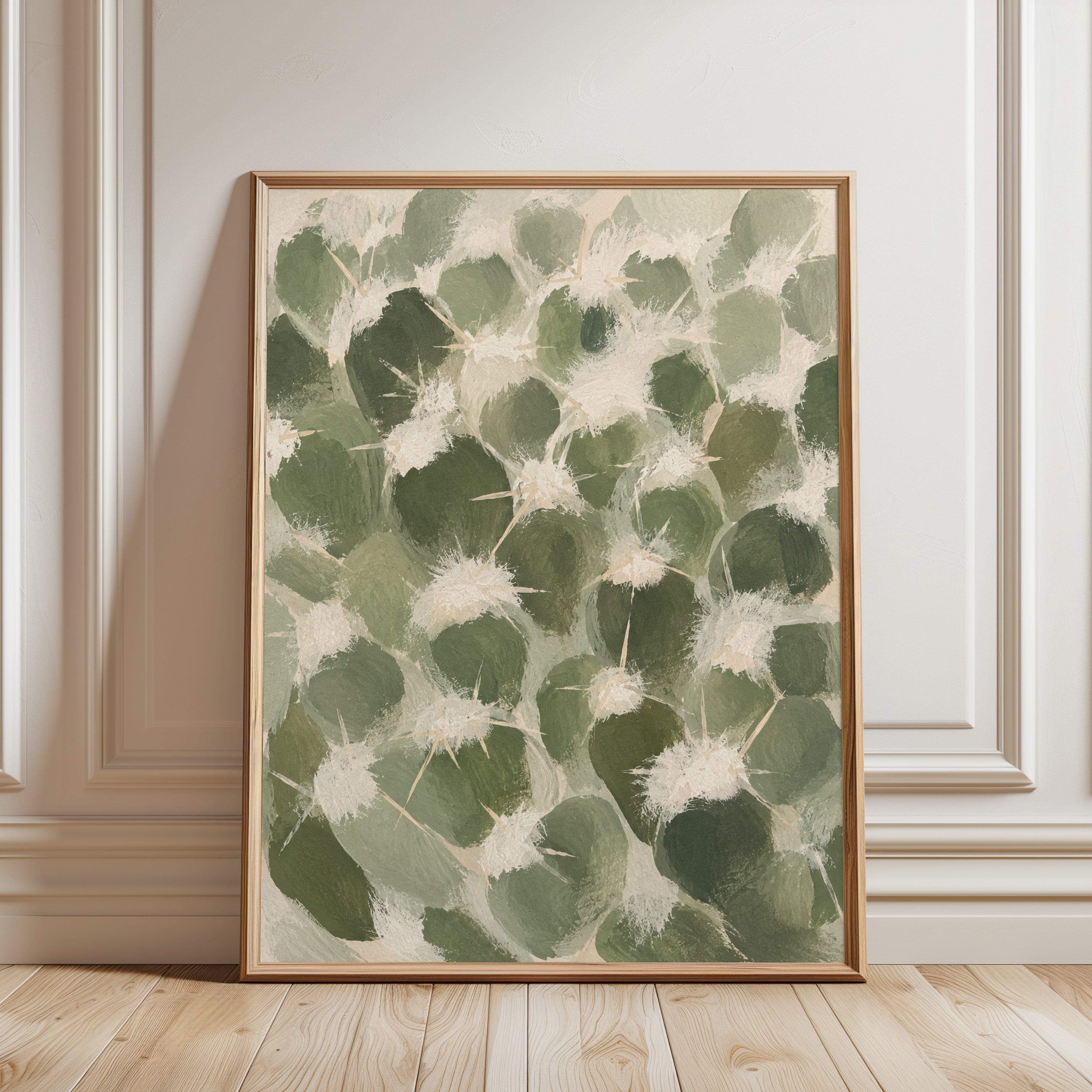 Eucalyptus Leaves Art Print: Abstract Green Botanical Wall Art - framed detail