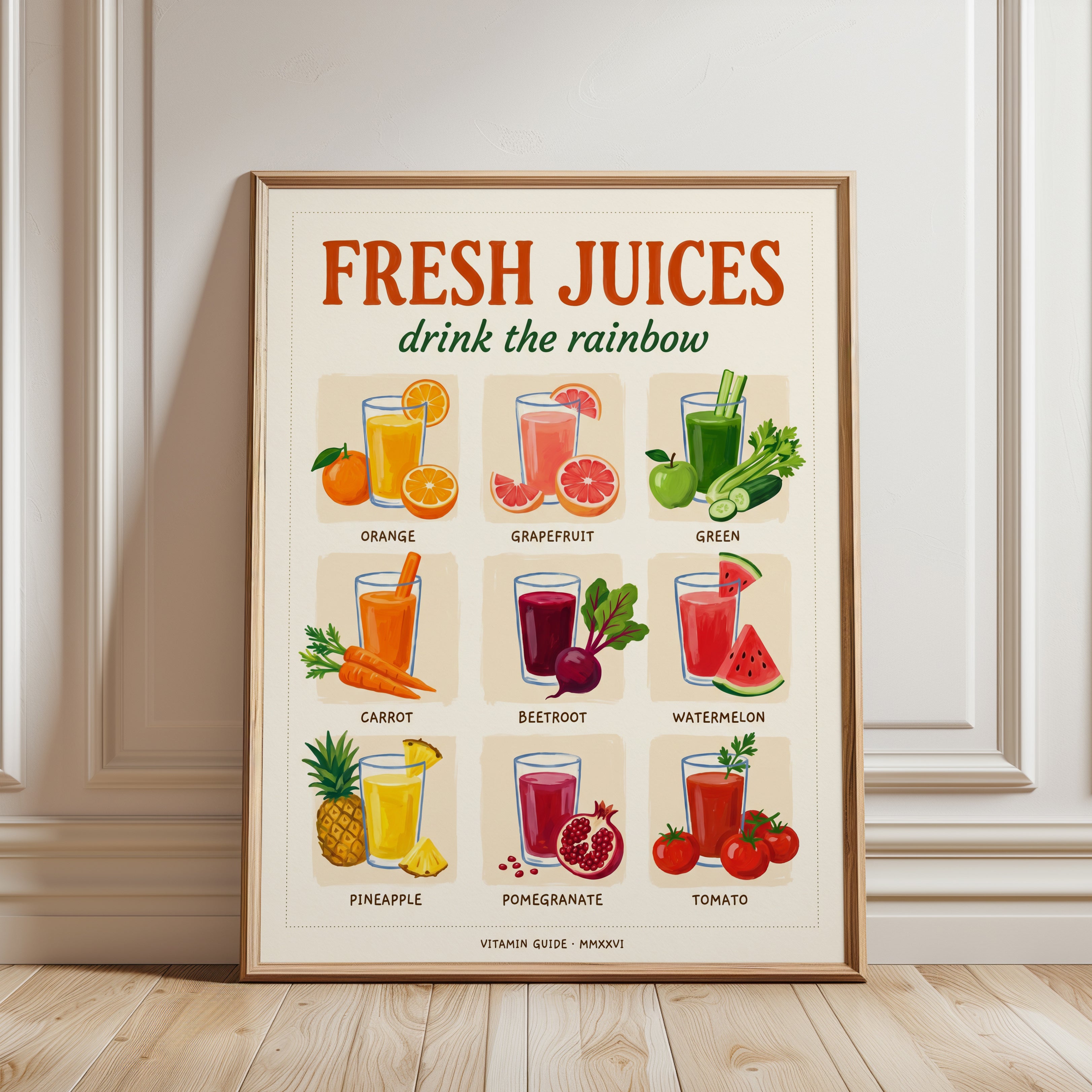 Vintage Fruit Juice Poster - framed detail
