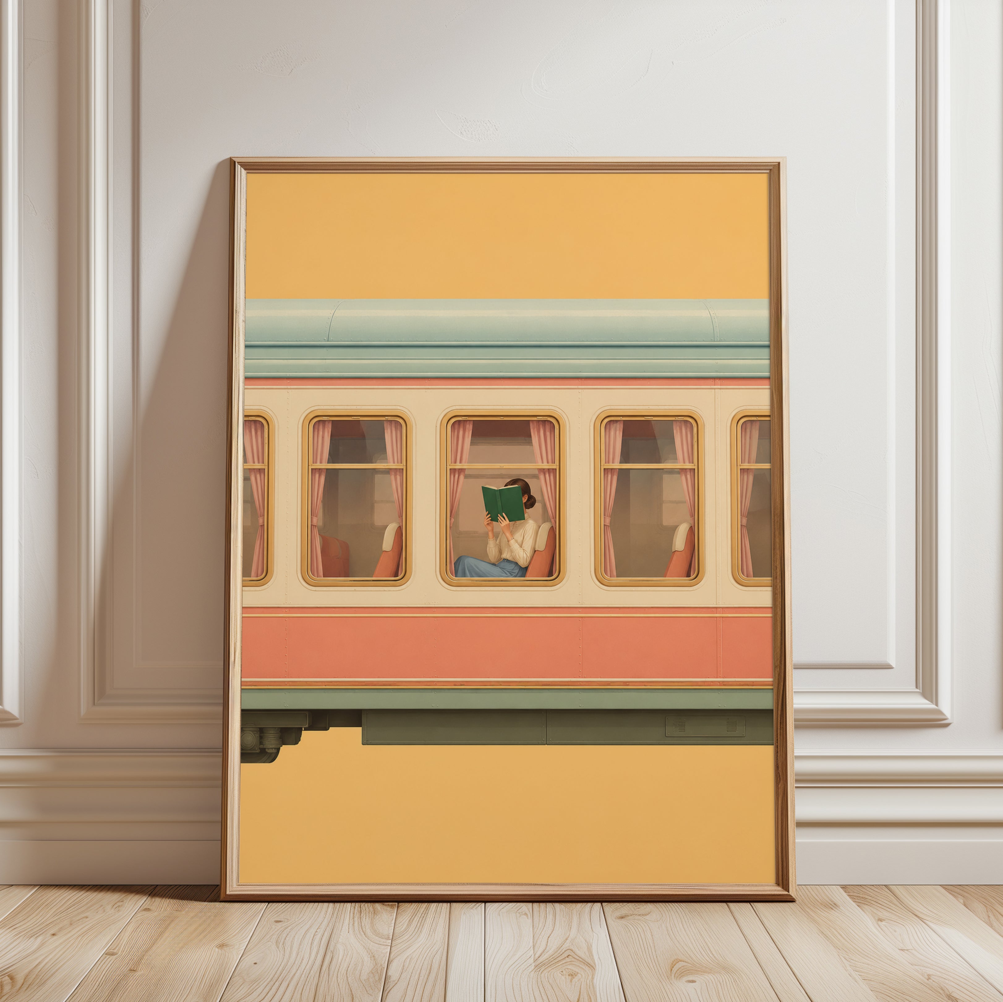 Train Wall Art – Reading Woman Print - framed detail