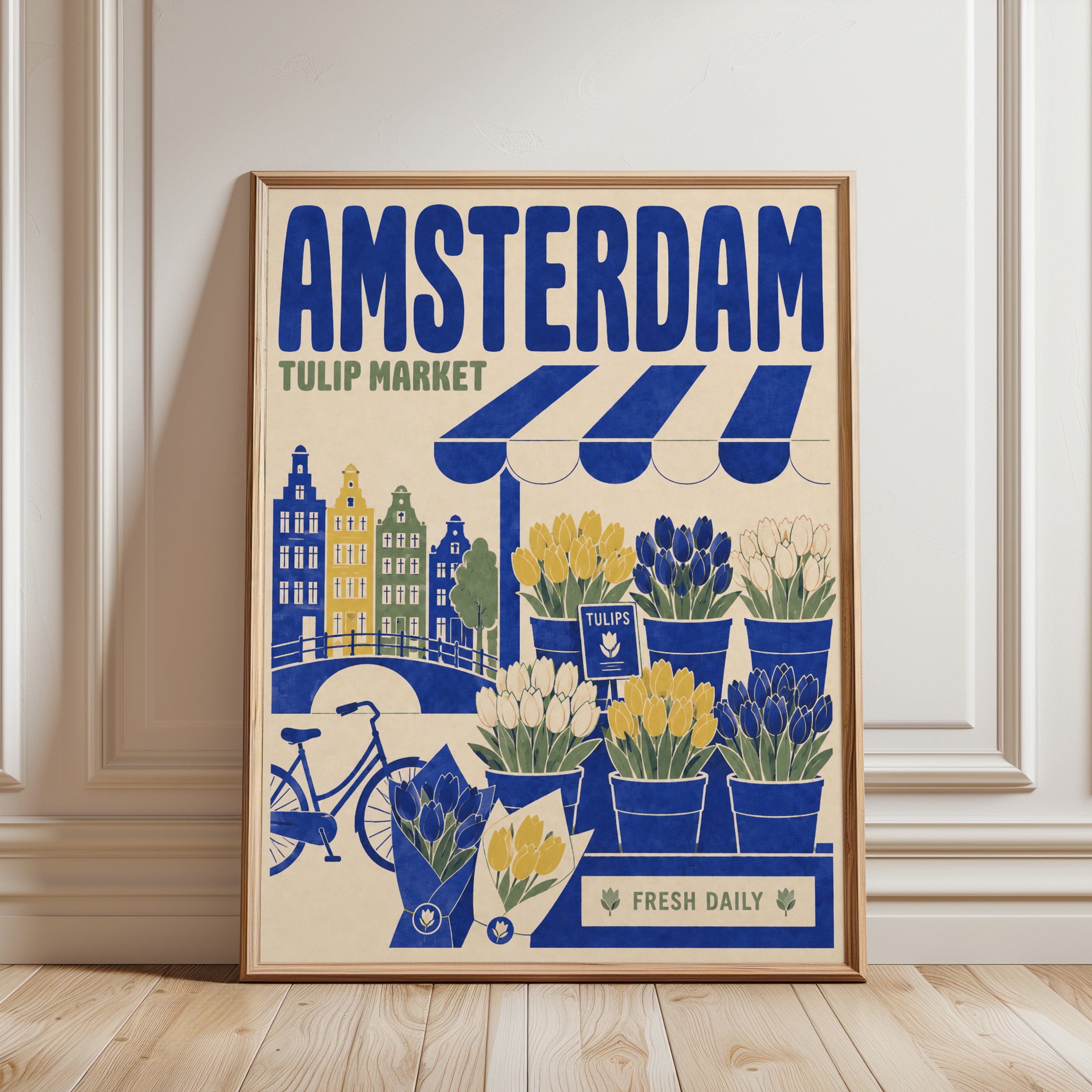 Amsterdam Travel Poster - framed detail