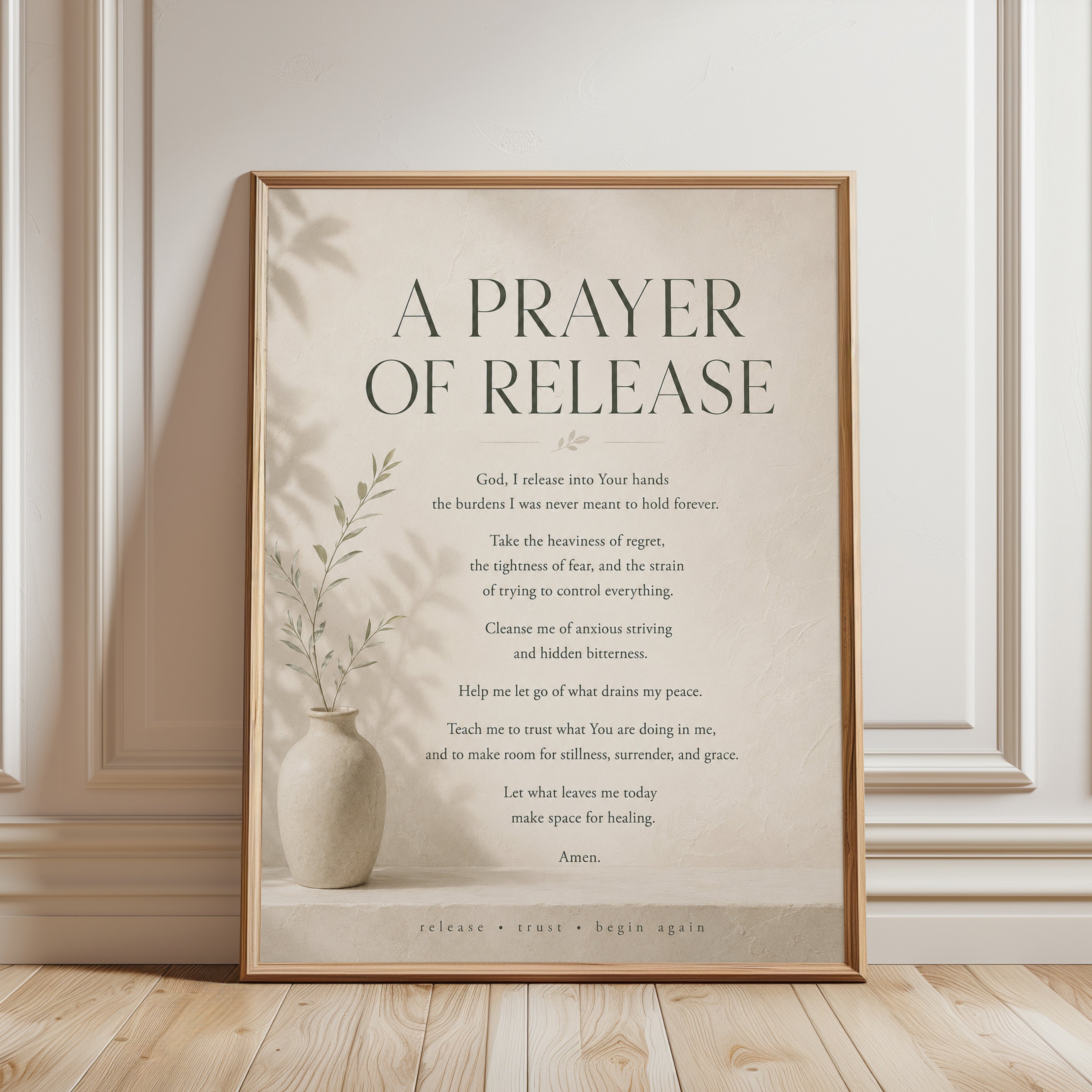 Prayer of Release Print – Faith Wall Art - framed detail