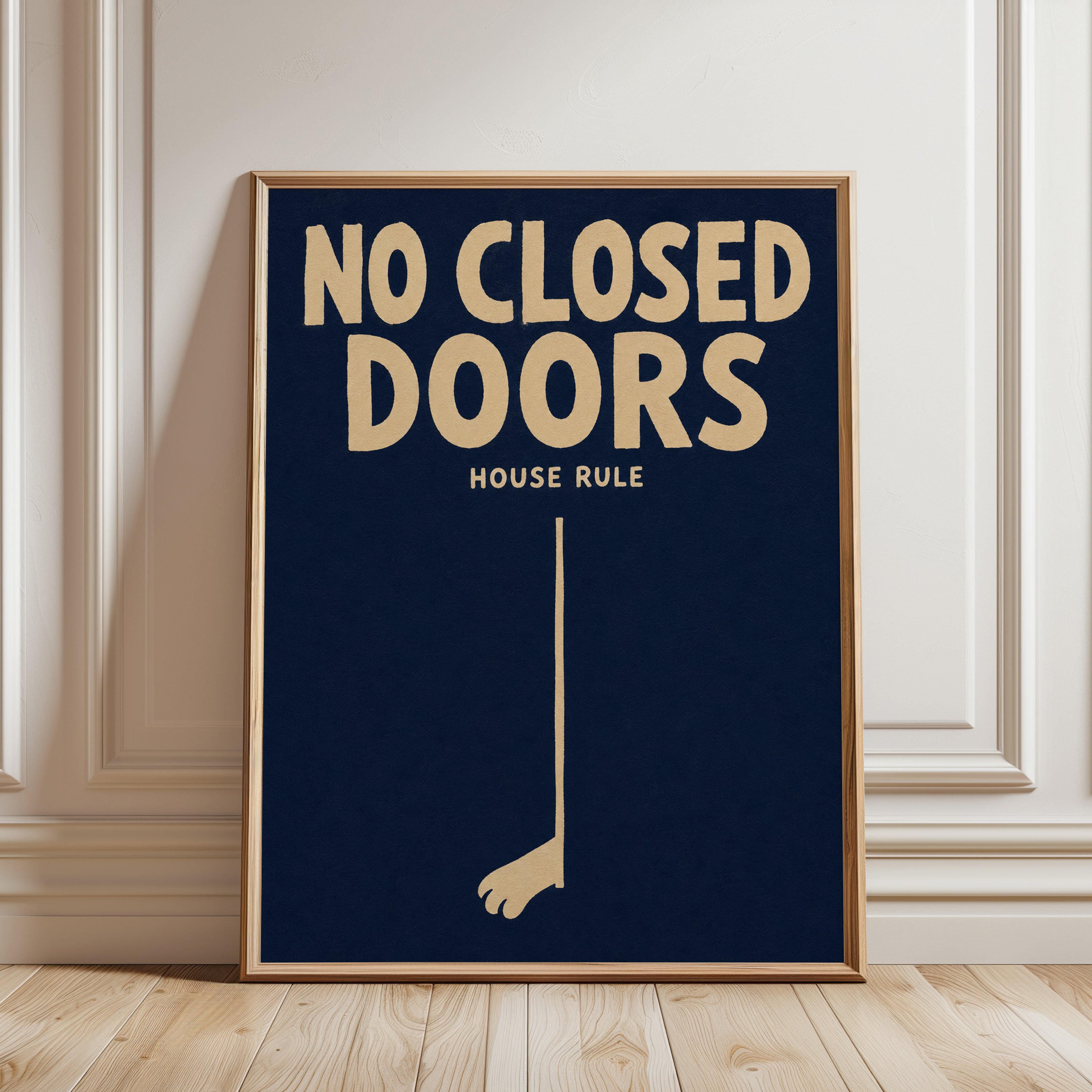 House Rules Wall Art – No Closed Doors Print - framed detail