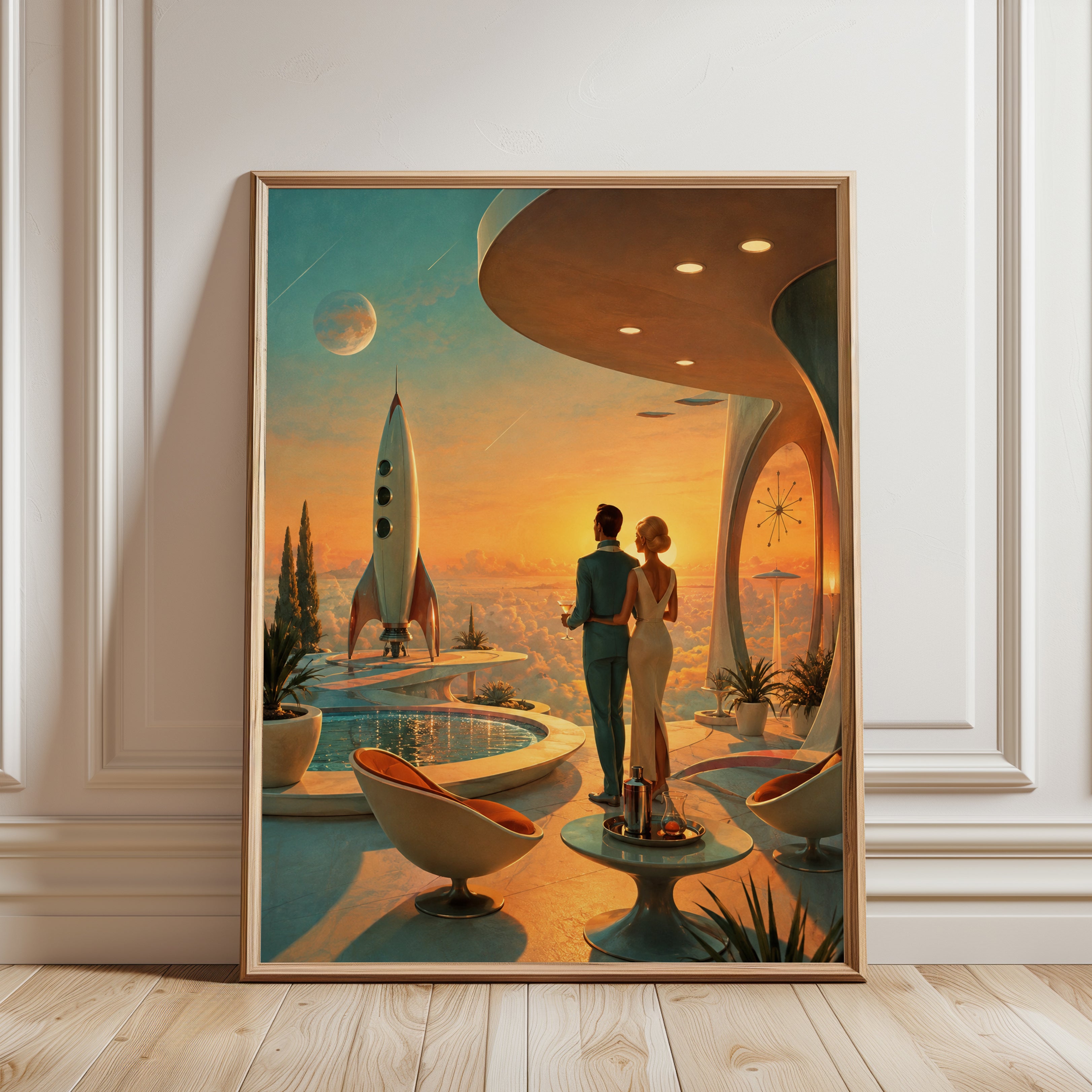 Retro Futuristic Wall Art - framed detail