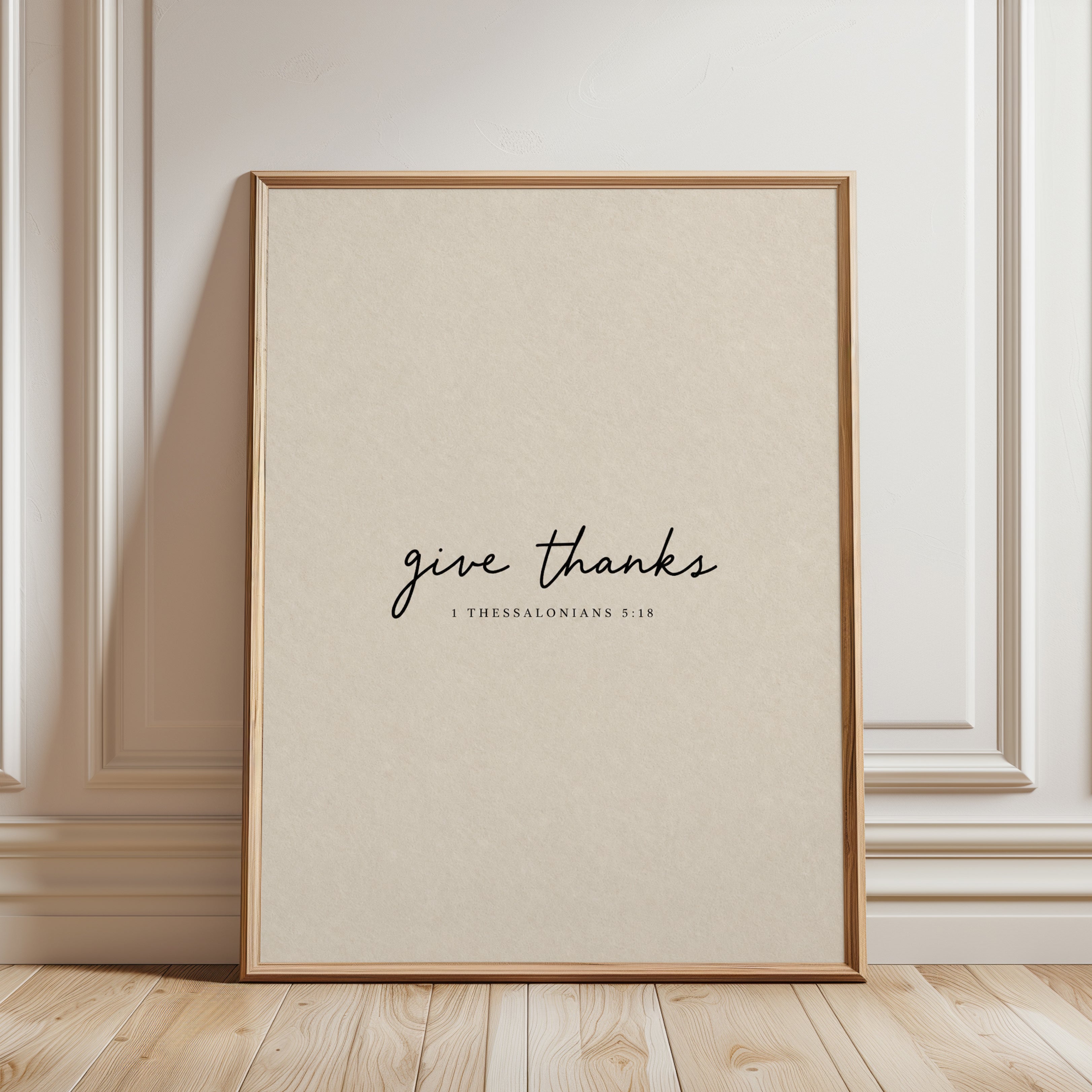 Scripture Wall Art: Give Thanks Verse - framed detail