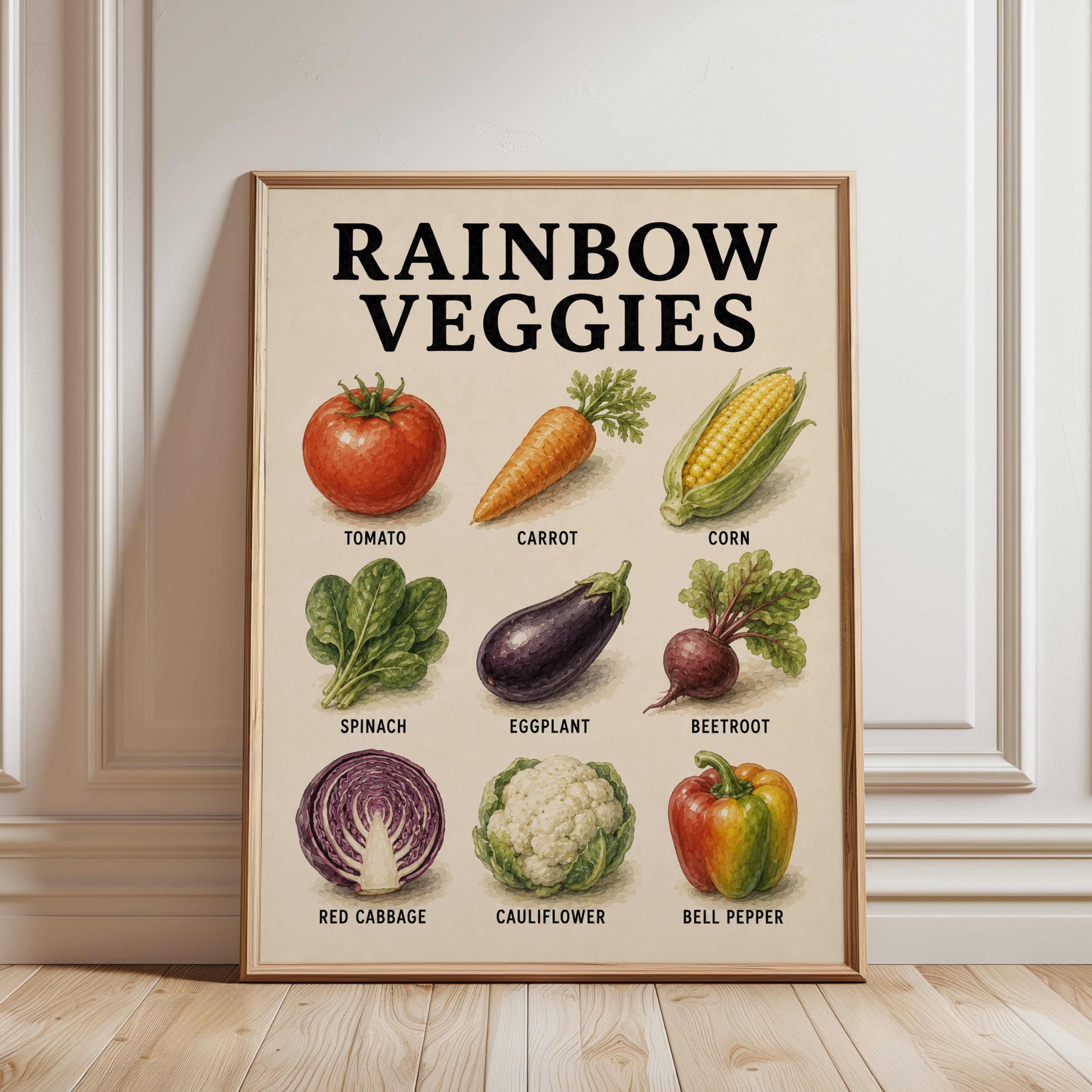Vegetable Print – Kitchen Wall Art - framed detail