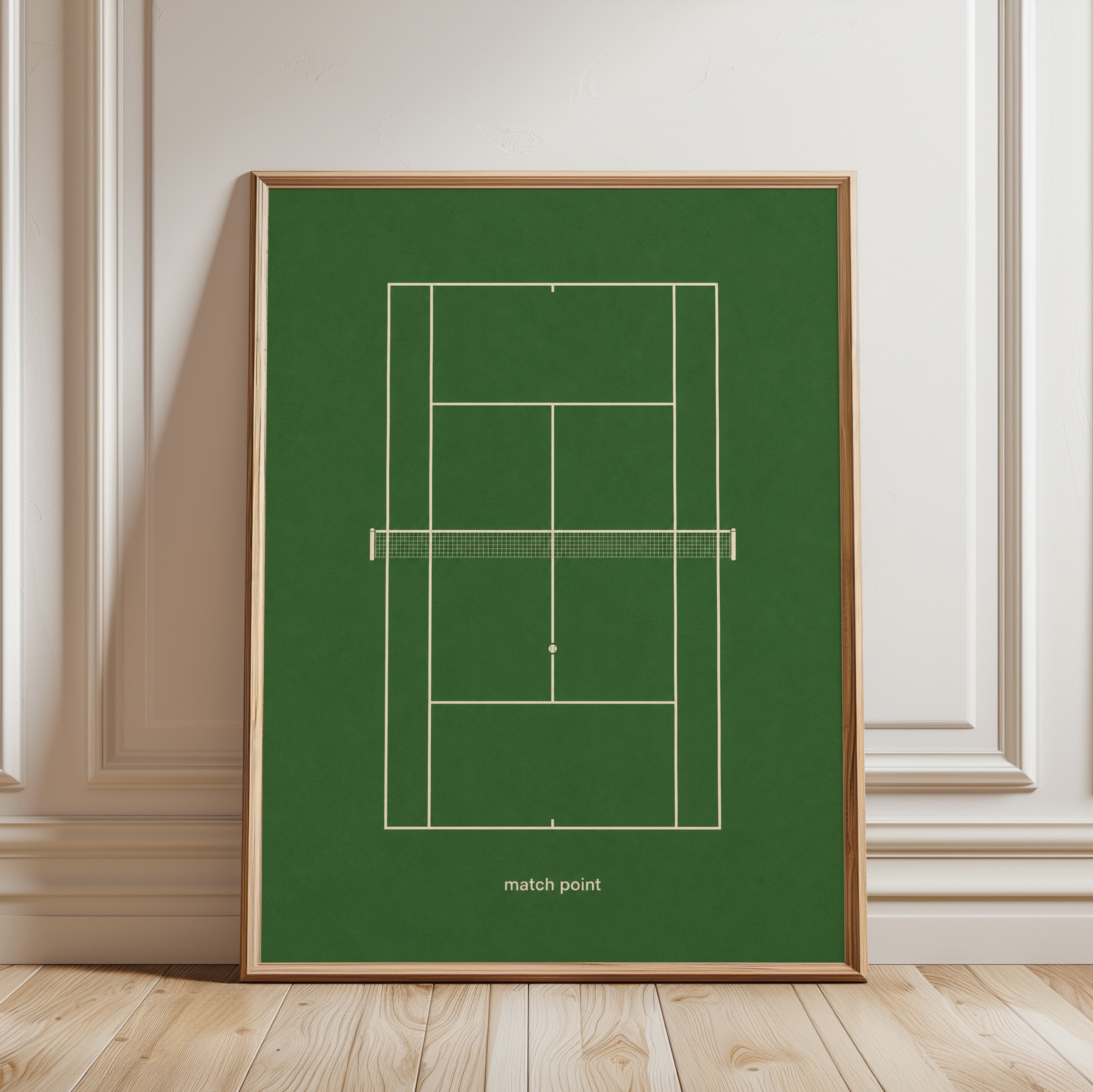 Tennis Court Wall Art – Minimalist Sports Print - framed detail