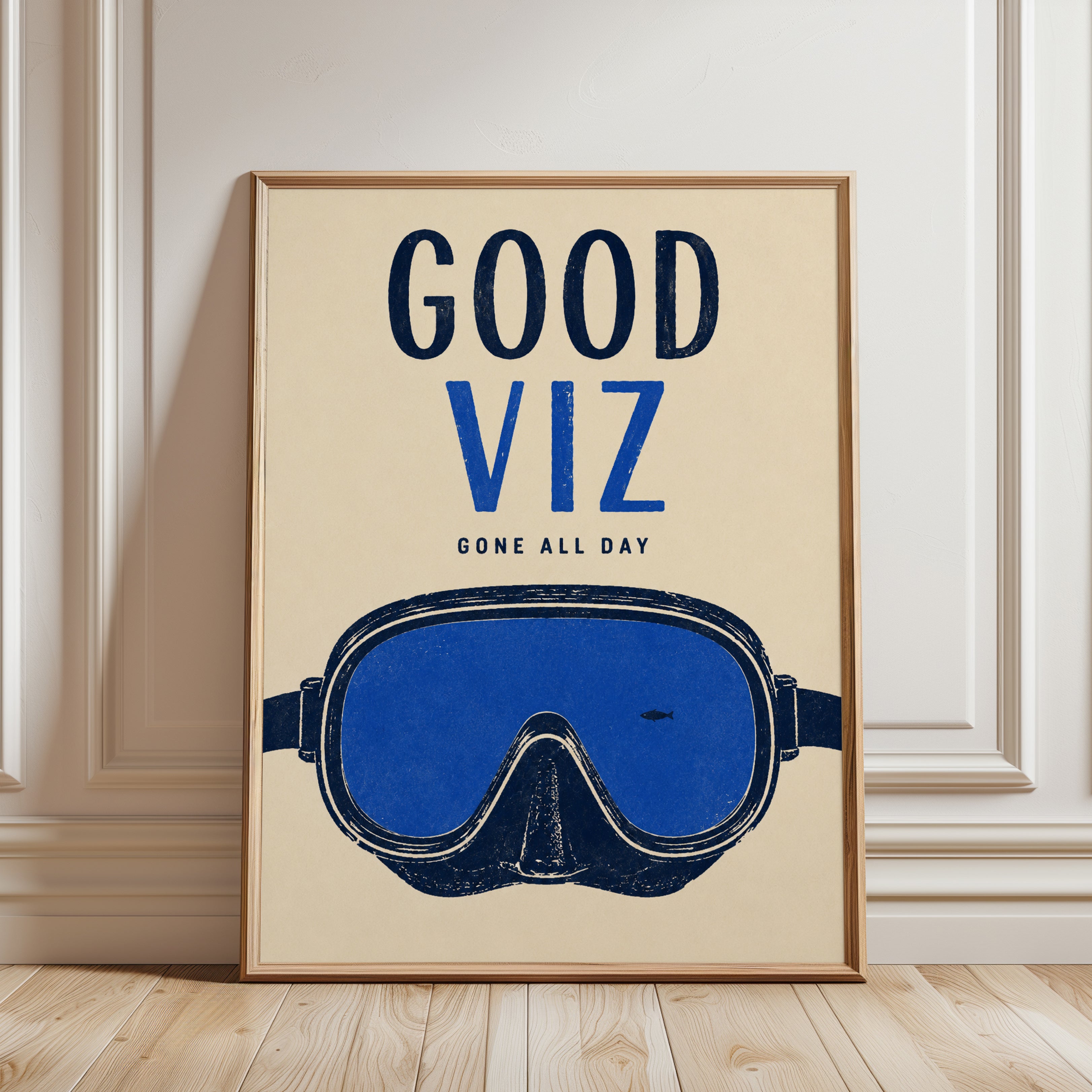 Retro Ski Goggles Print - framed detail