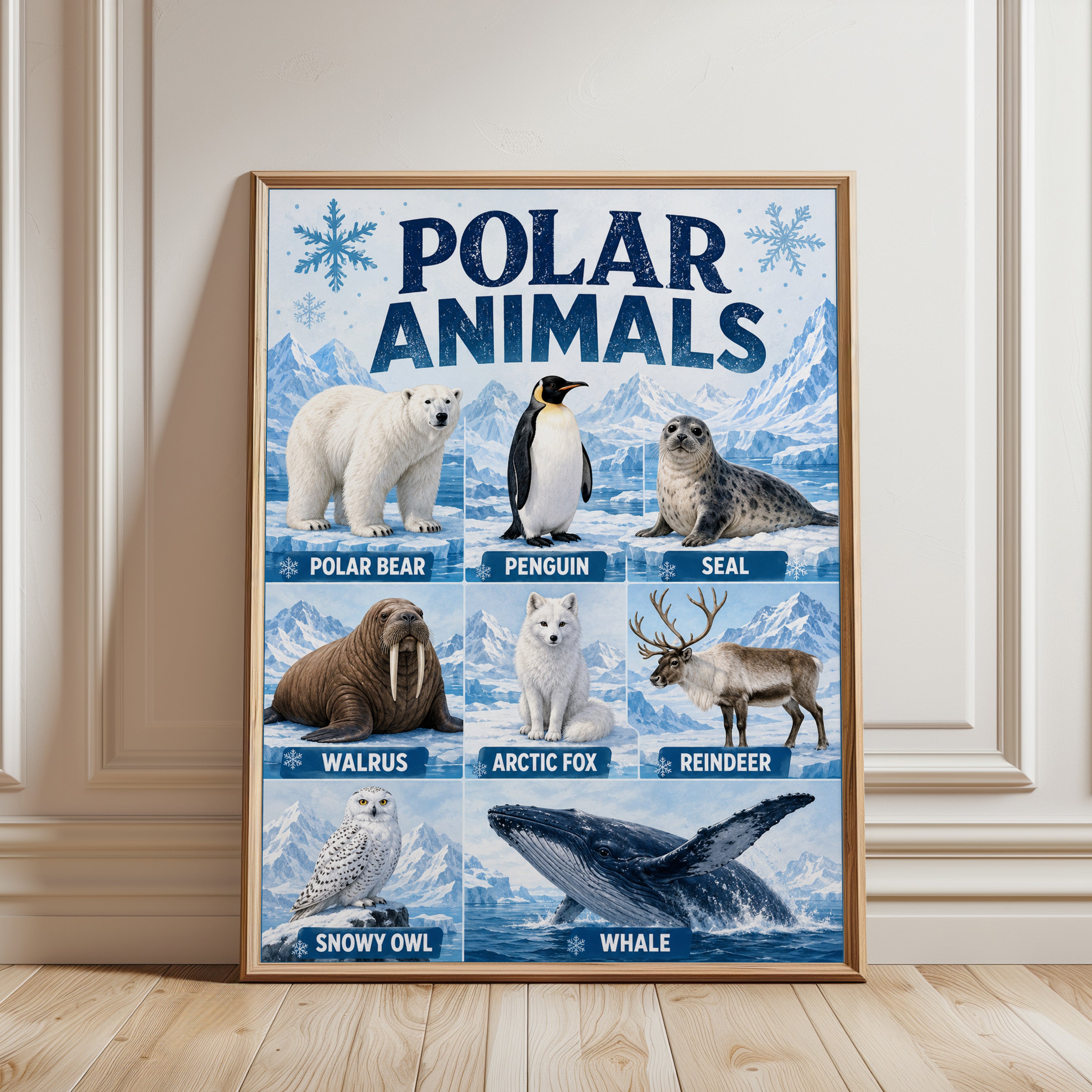 Polar Animals Poster - framed detail