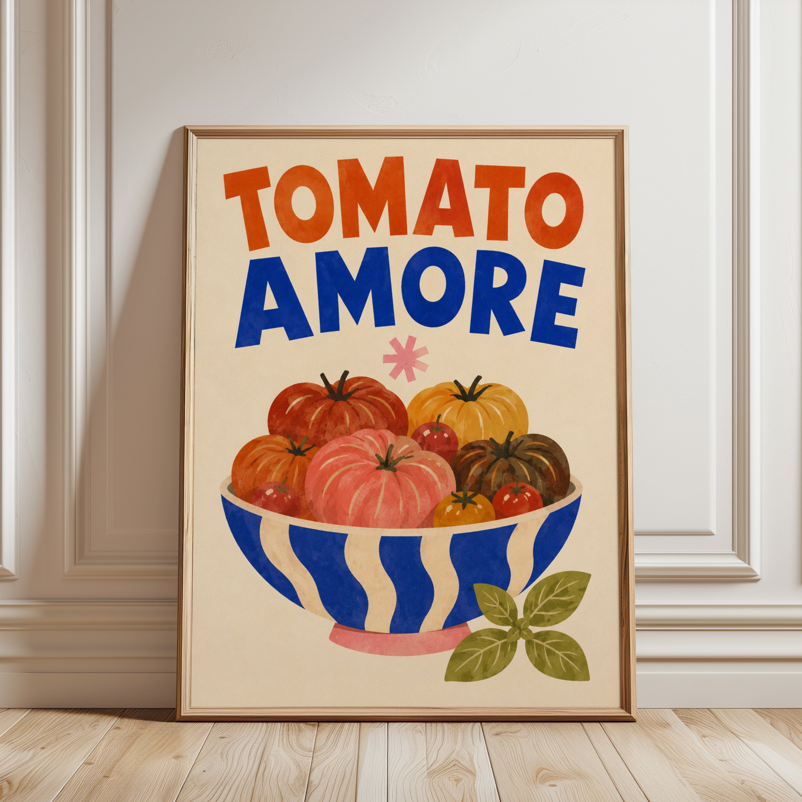 Kitchen Wall Art – Tomato Print - framed detail