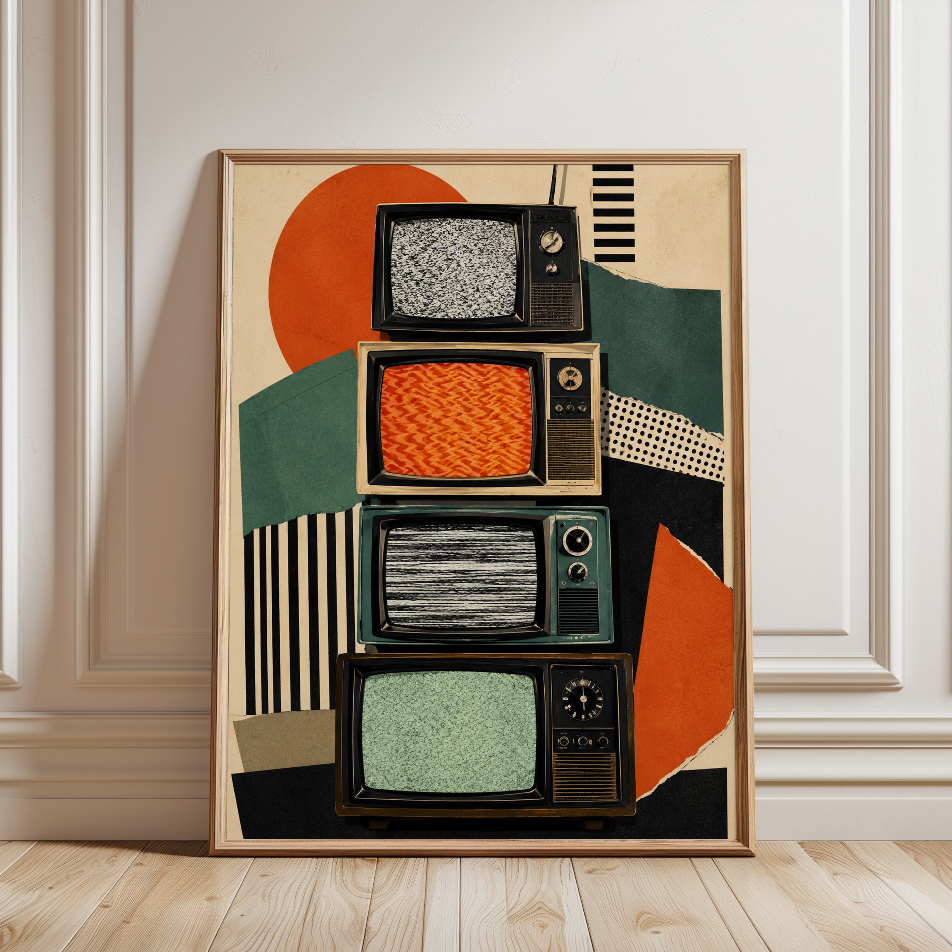 Retro TV Wall Art – Vintage Television Print - framed detail