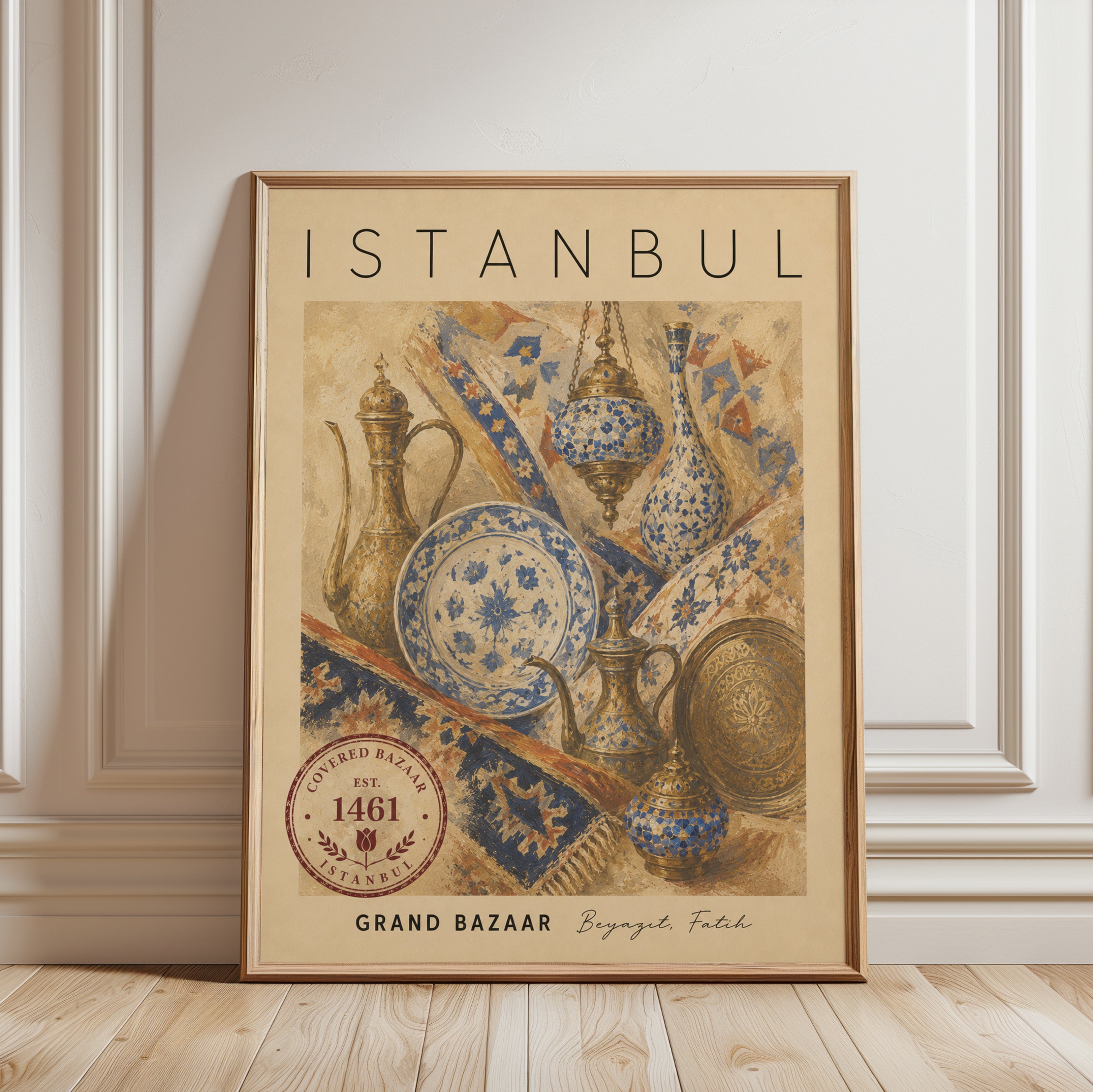 Istanbul Travel Poster – Grand Bazaar Print - framed detail