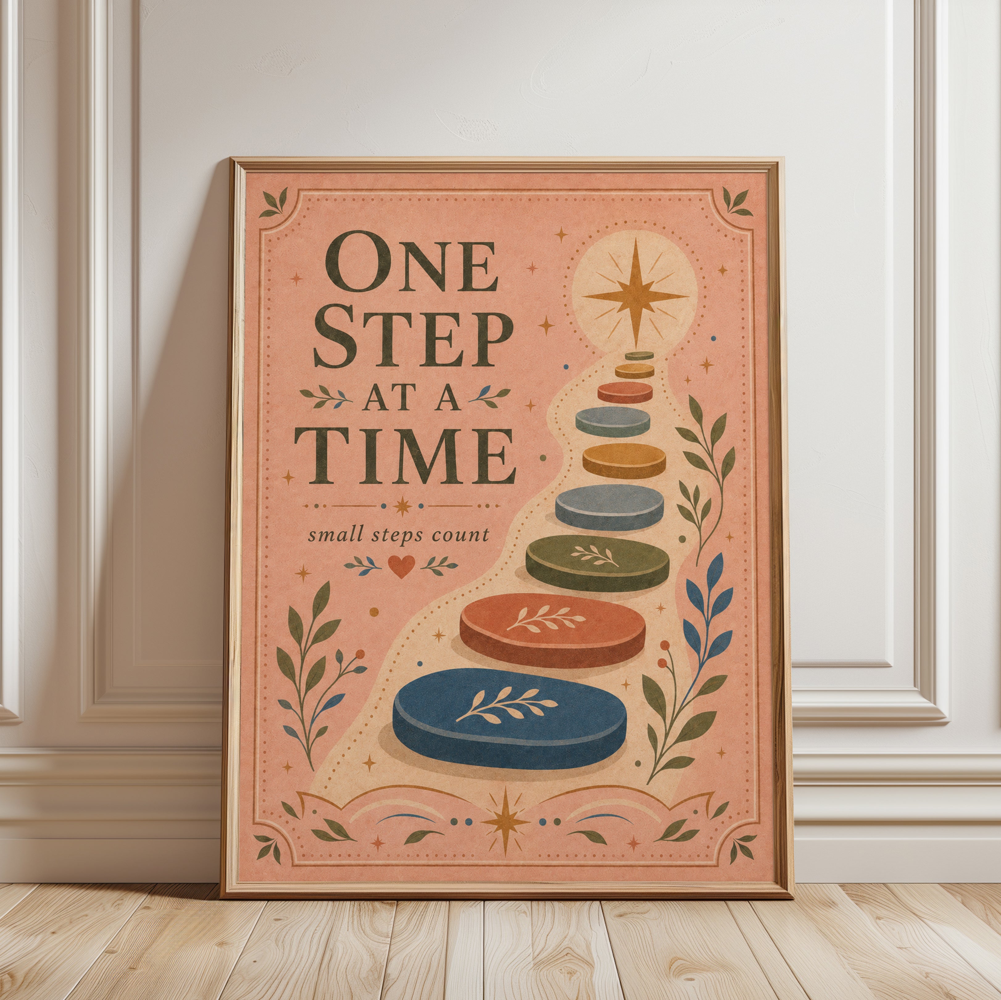 One Step at a Time Print - framed detail